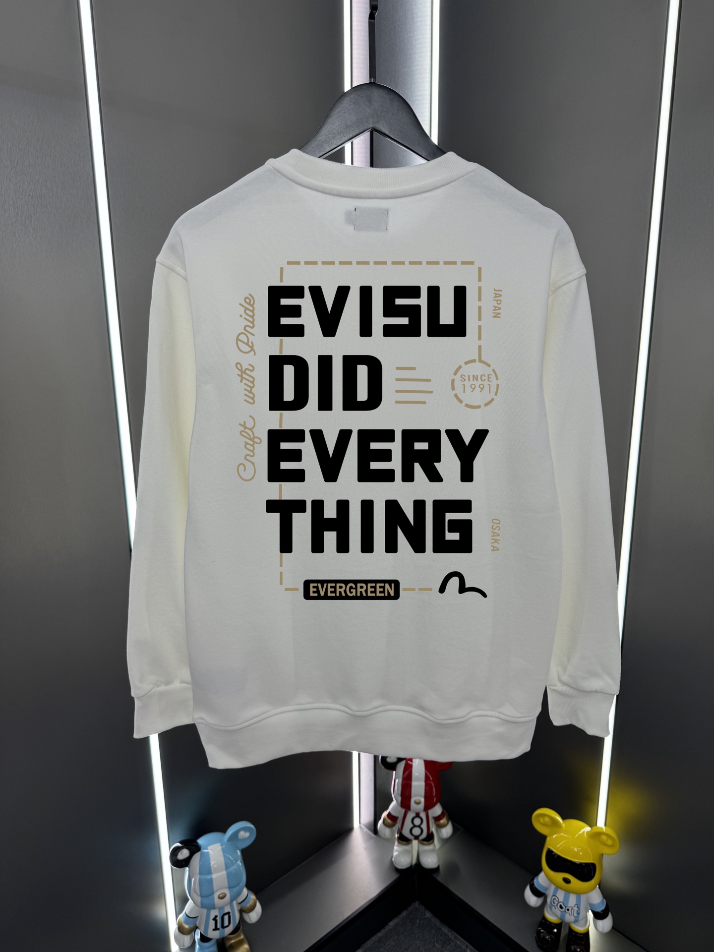 Evisu福神2025新款福神字母商標印花休閒圓領寬鬆衛衣