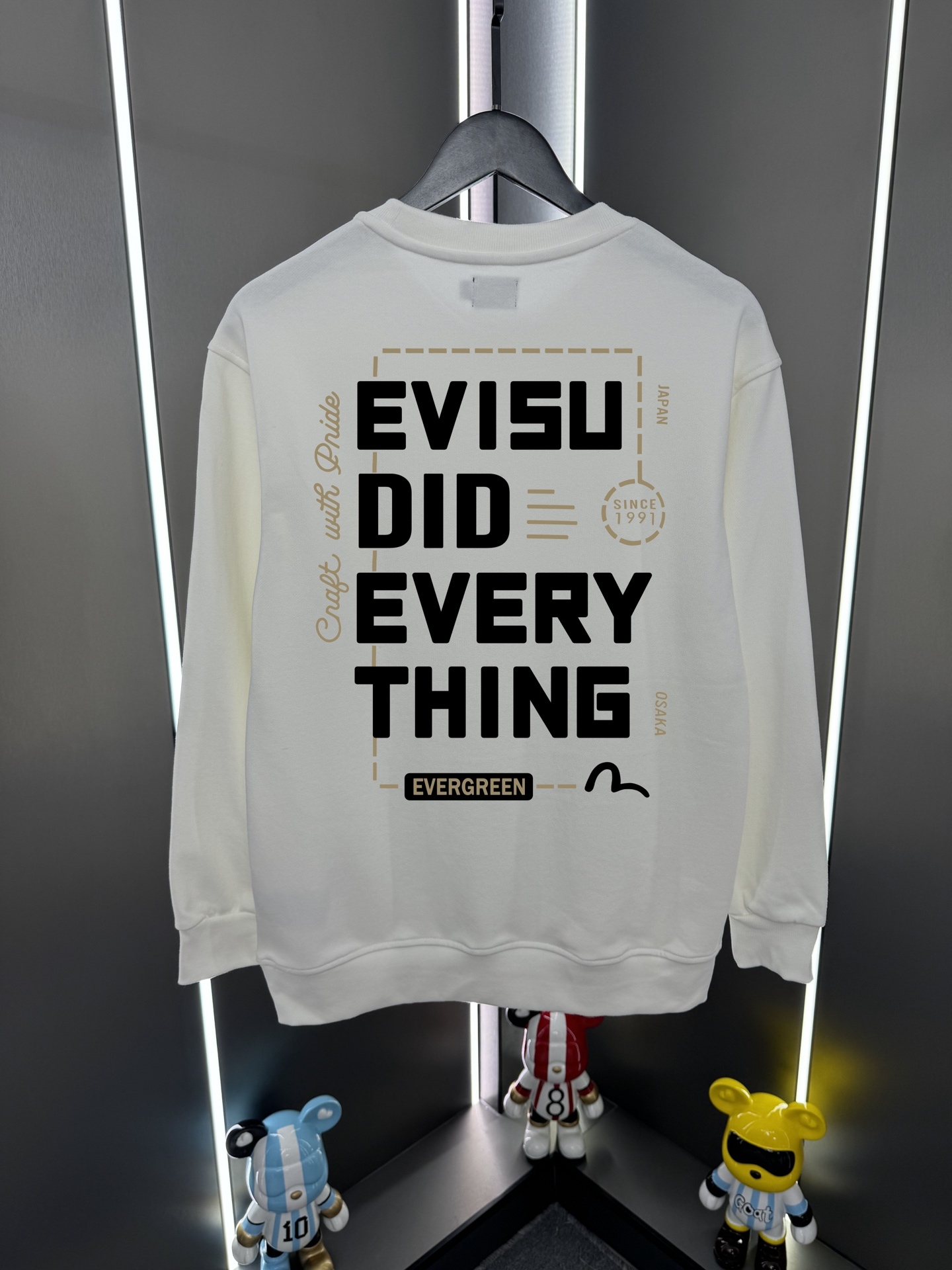 Evisu福神2025新款福神字母商標印花休閒圓領寬鬆衛衣