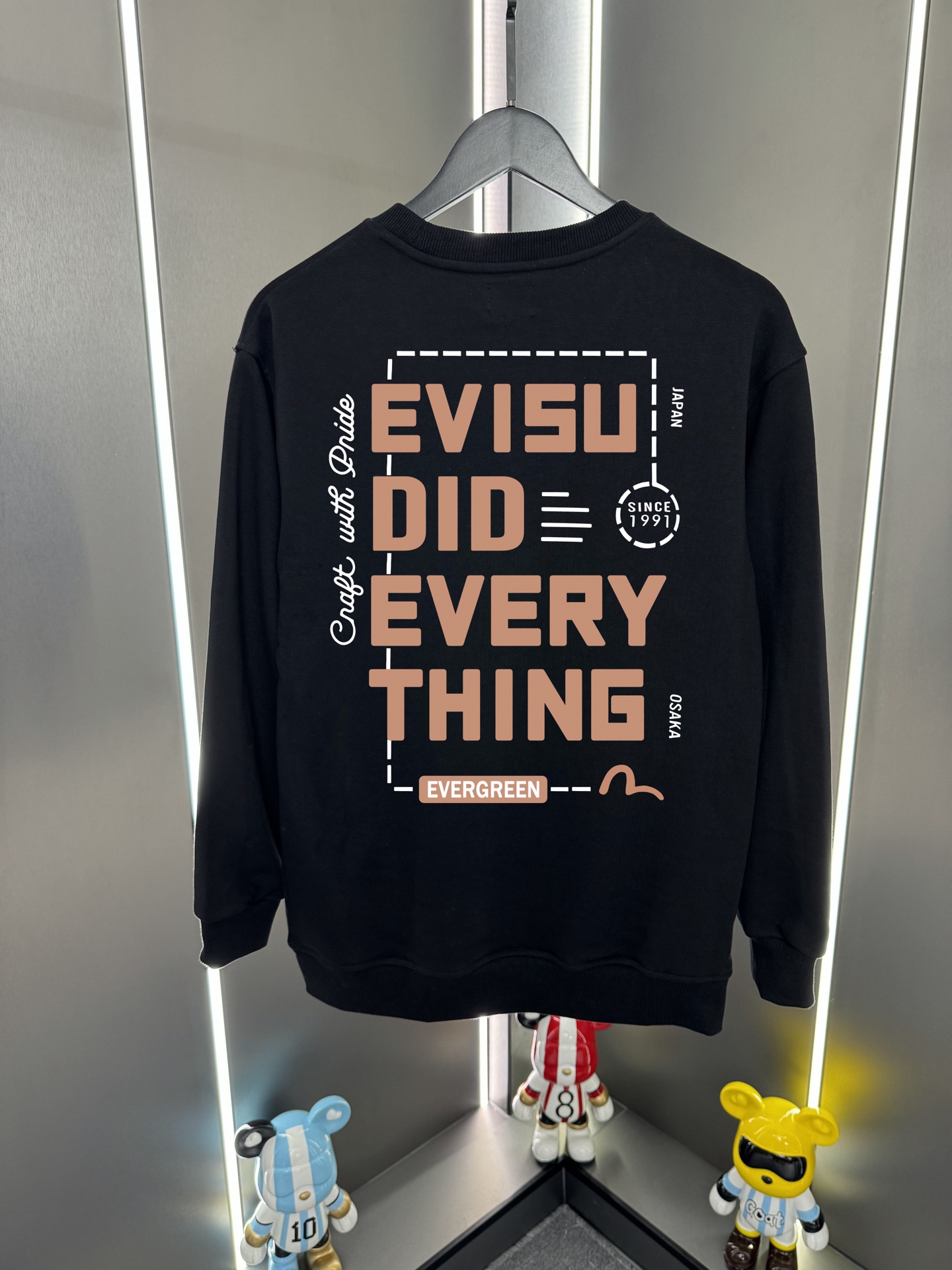 Evisu福神2025新款福神字母商標印花休閒圓領寬鬆衛衣