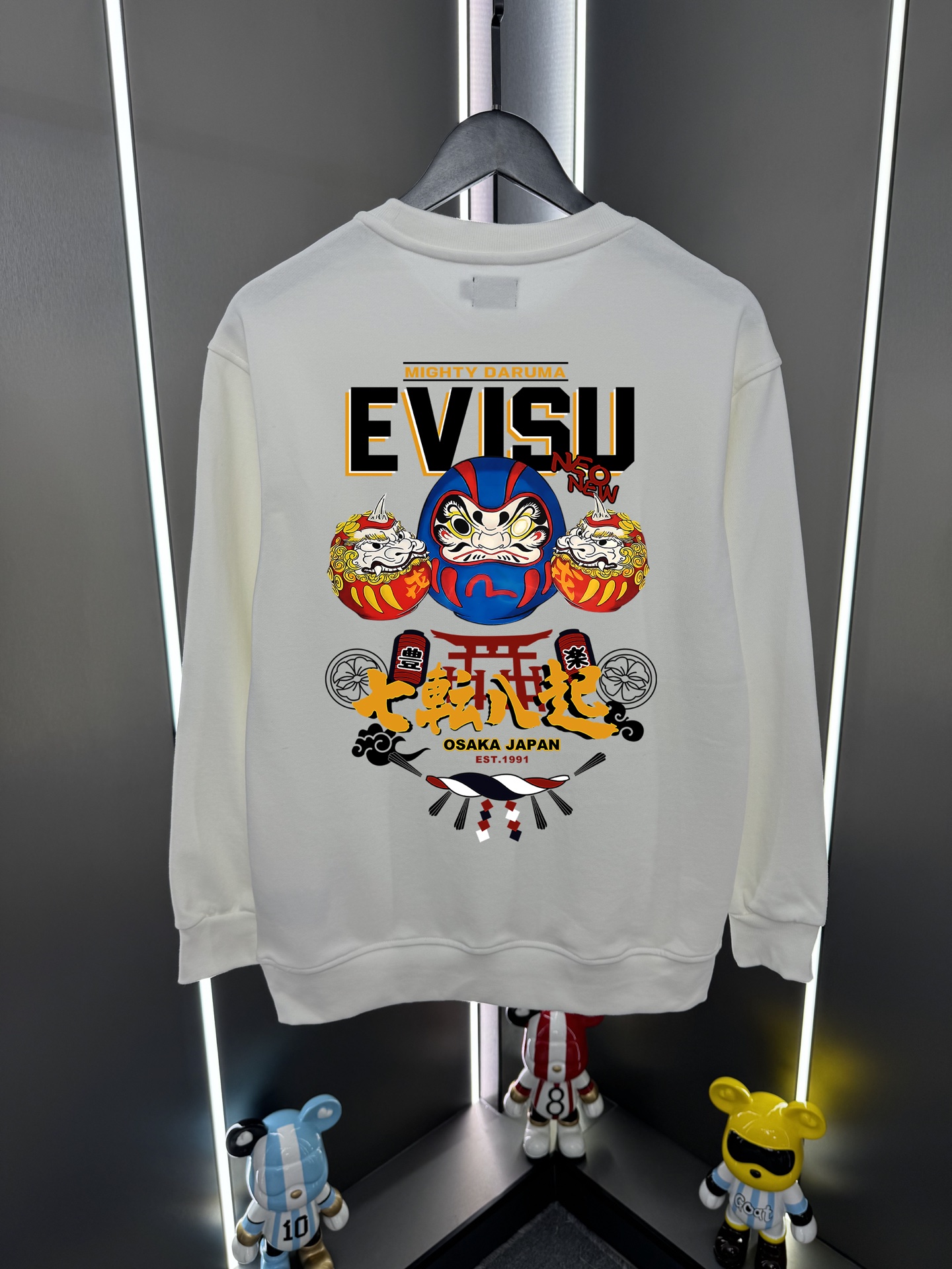 Evisu福神2025新款福神字母達摩印花休閒圓領寬鬆衛衣