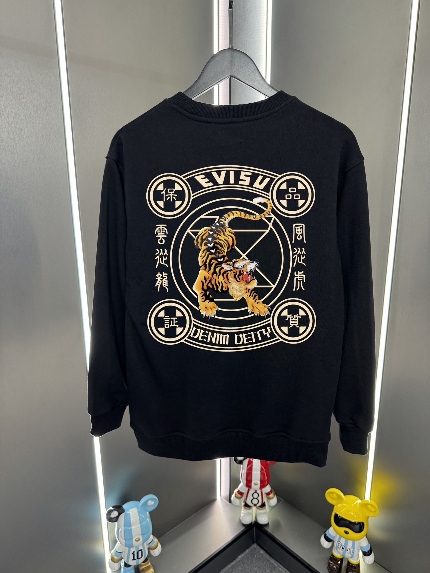 Evisu福神2025新款福神字母下山虎印花休閒圓領寬鬆衛衣