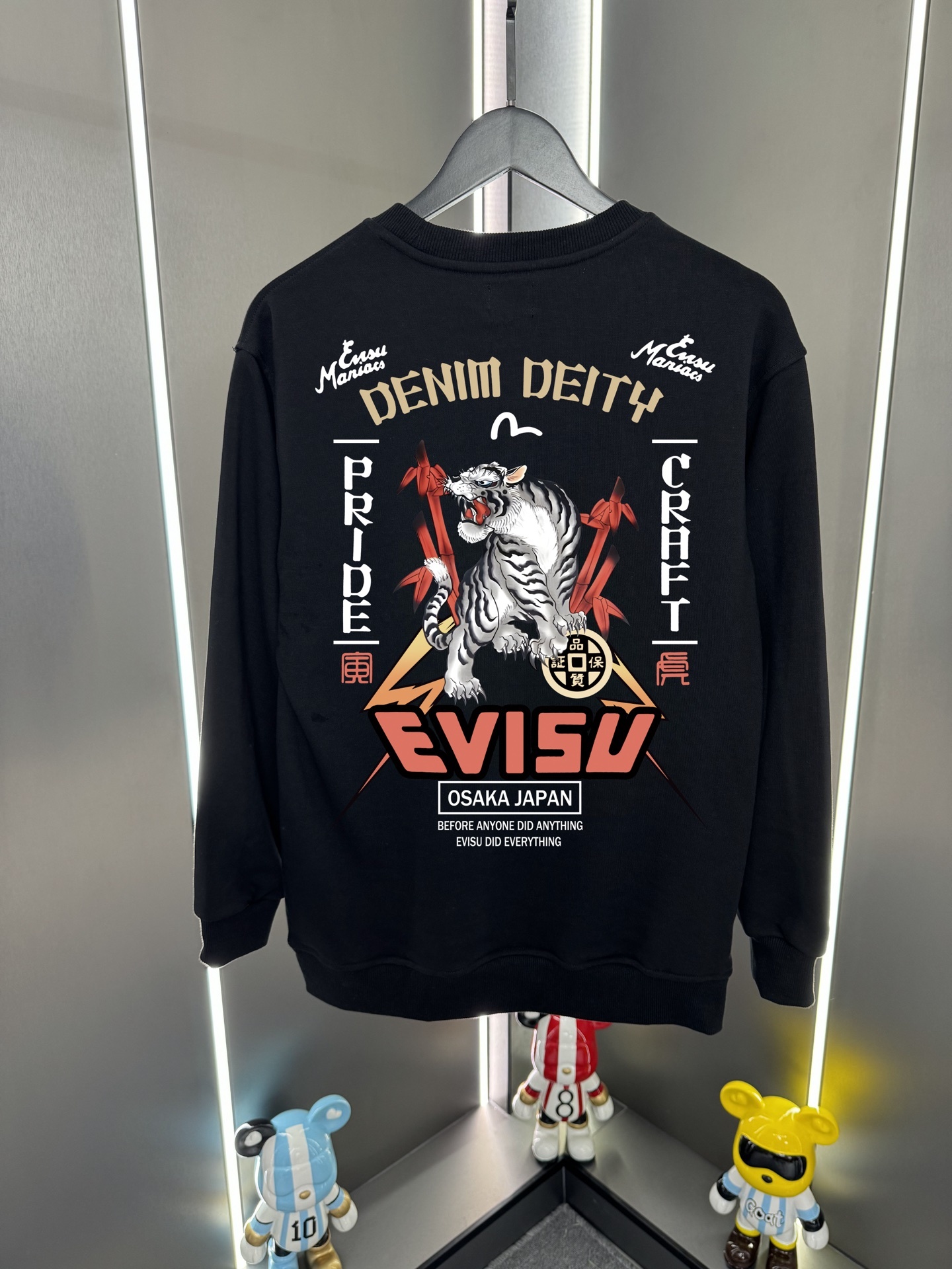 Evisu福神2025新款福神竹林虎印花休閒圓領寬鬆衛衣