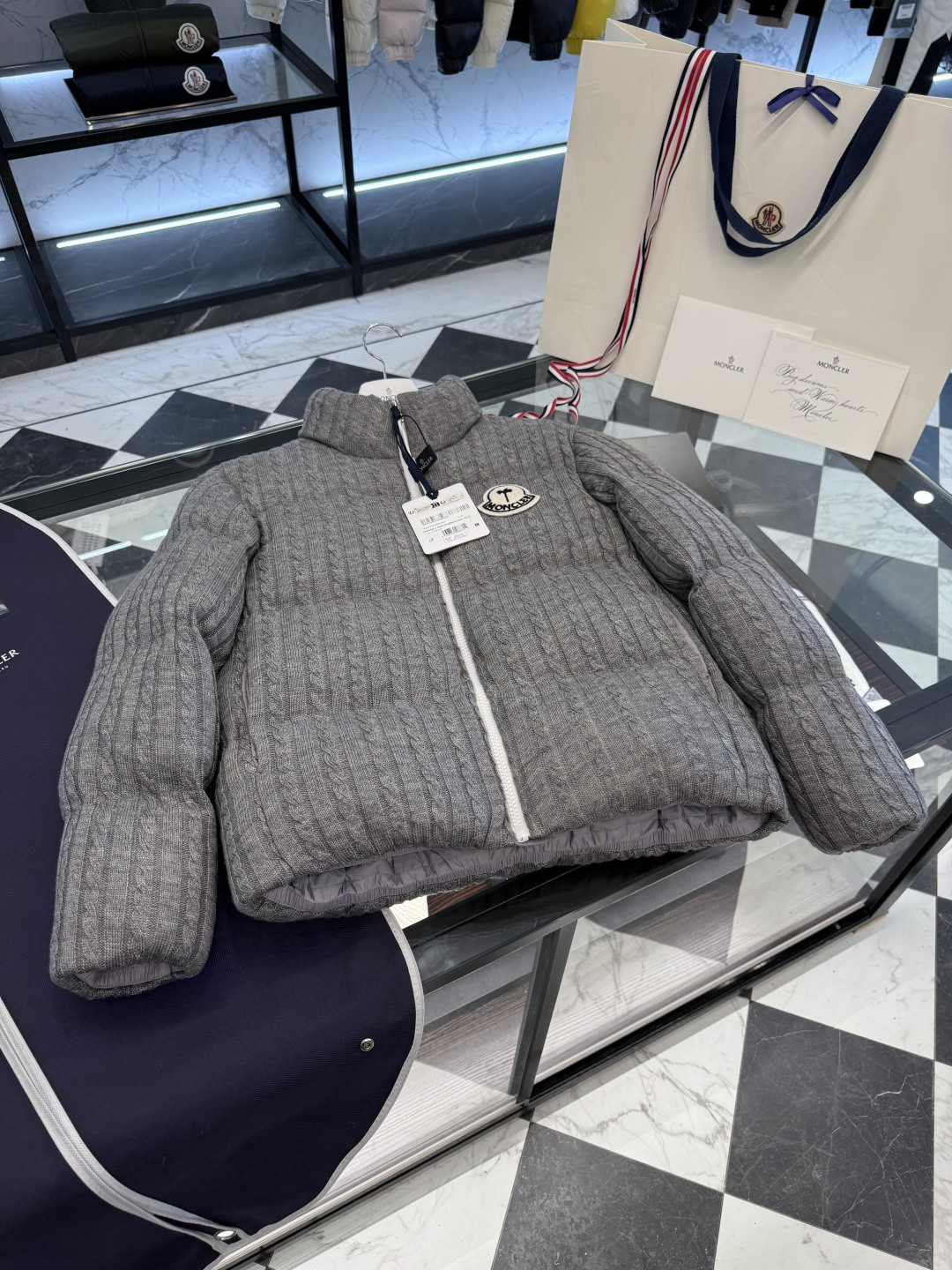 Moncler × Palm angels聯名款限.絞花針織Austru羊毛羽絨服