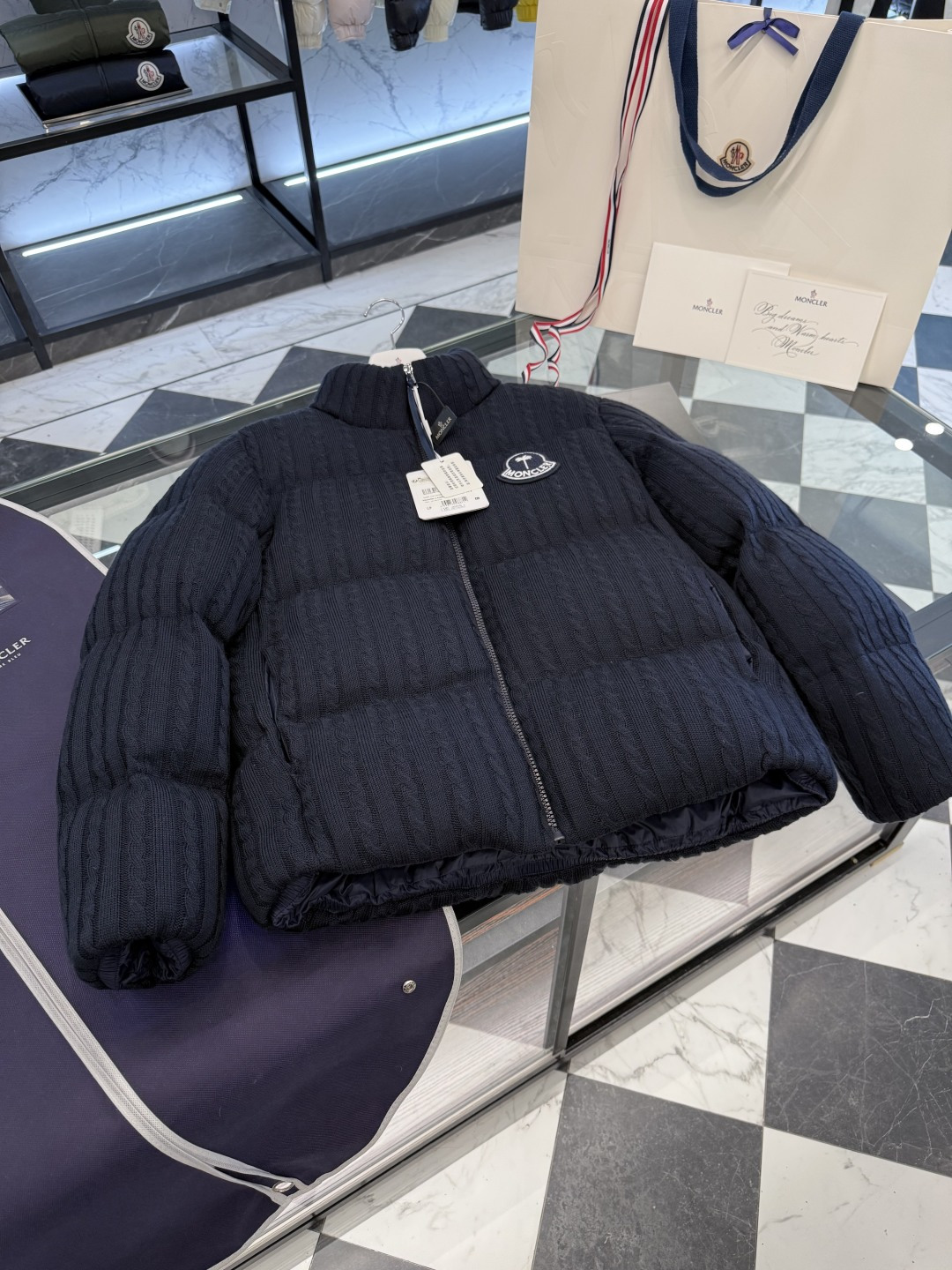 Moncler × Palm angels聯名款限.絞花針織Austru羊毛羽絨服