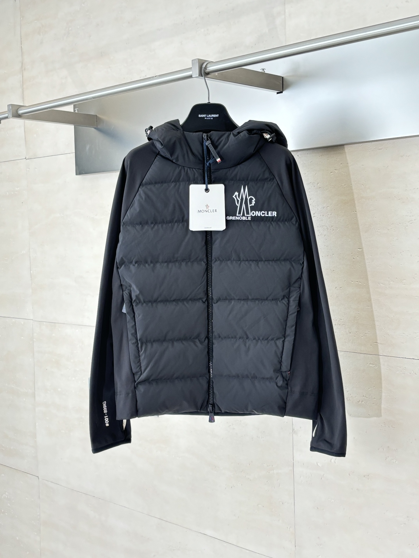 Moncle*/蒙口 Grenoble純色拼接字母徽標印花連帽長袖羽絨服