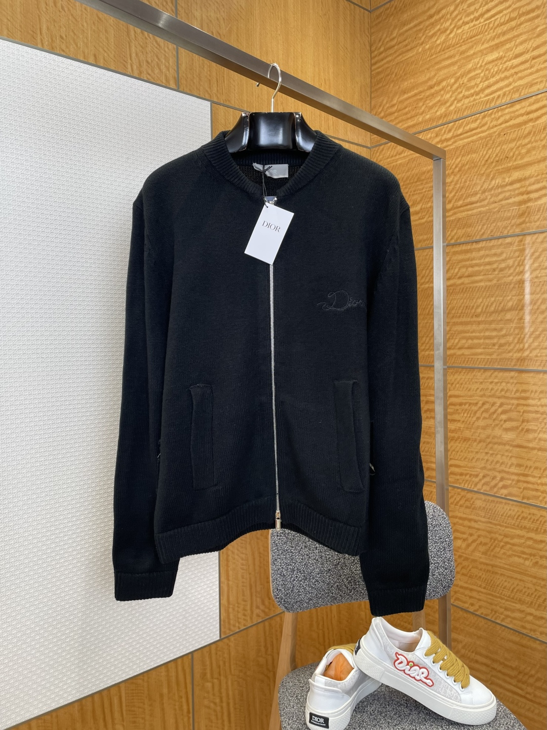 DIOR迪奥字母编织刺绣针织拉链夹克