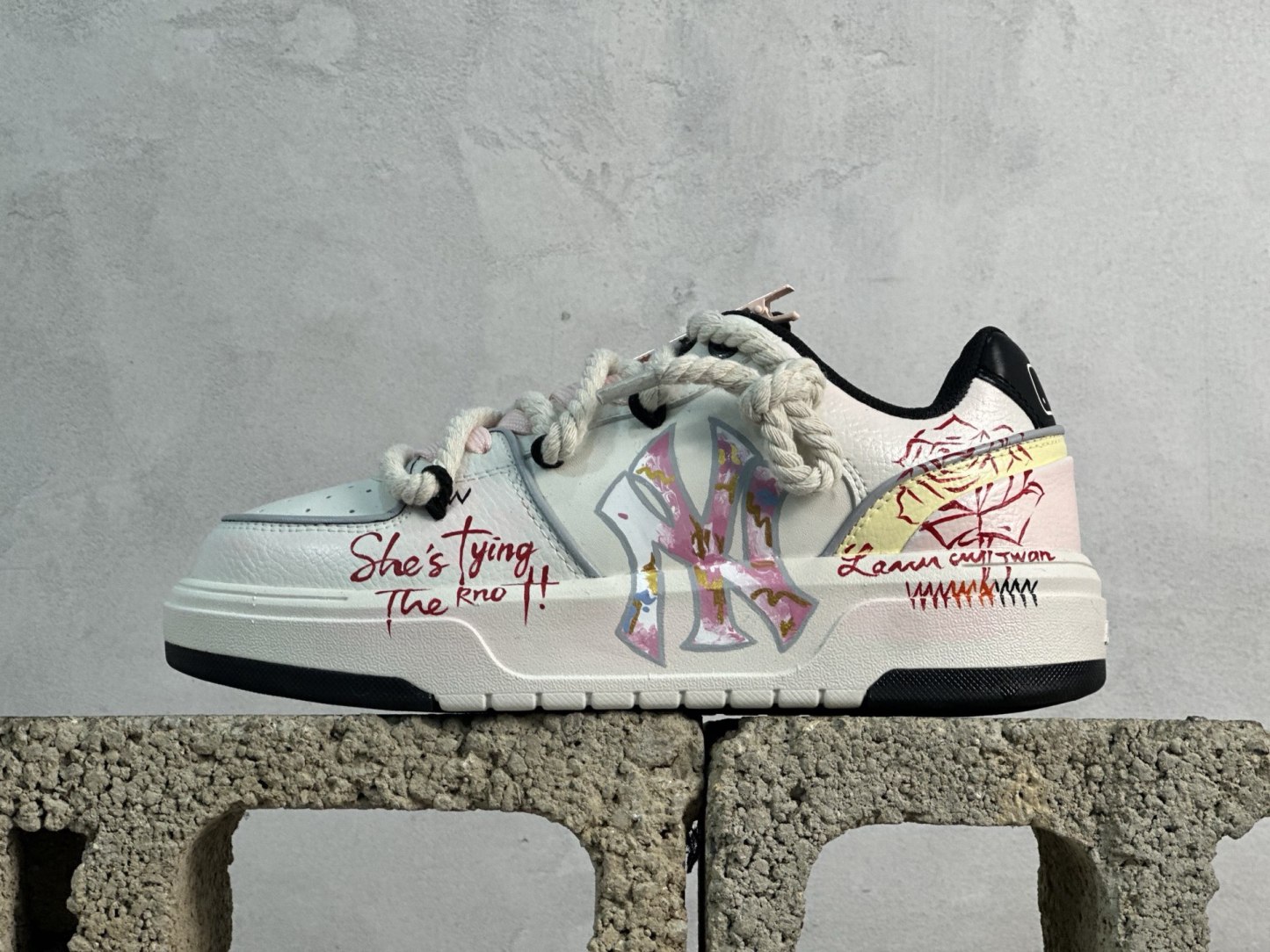 MLB NY 印花網紅學長老爹鞋 定制塗鴉惡作劇