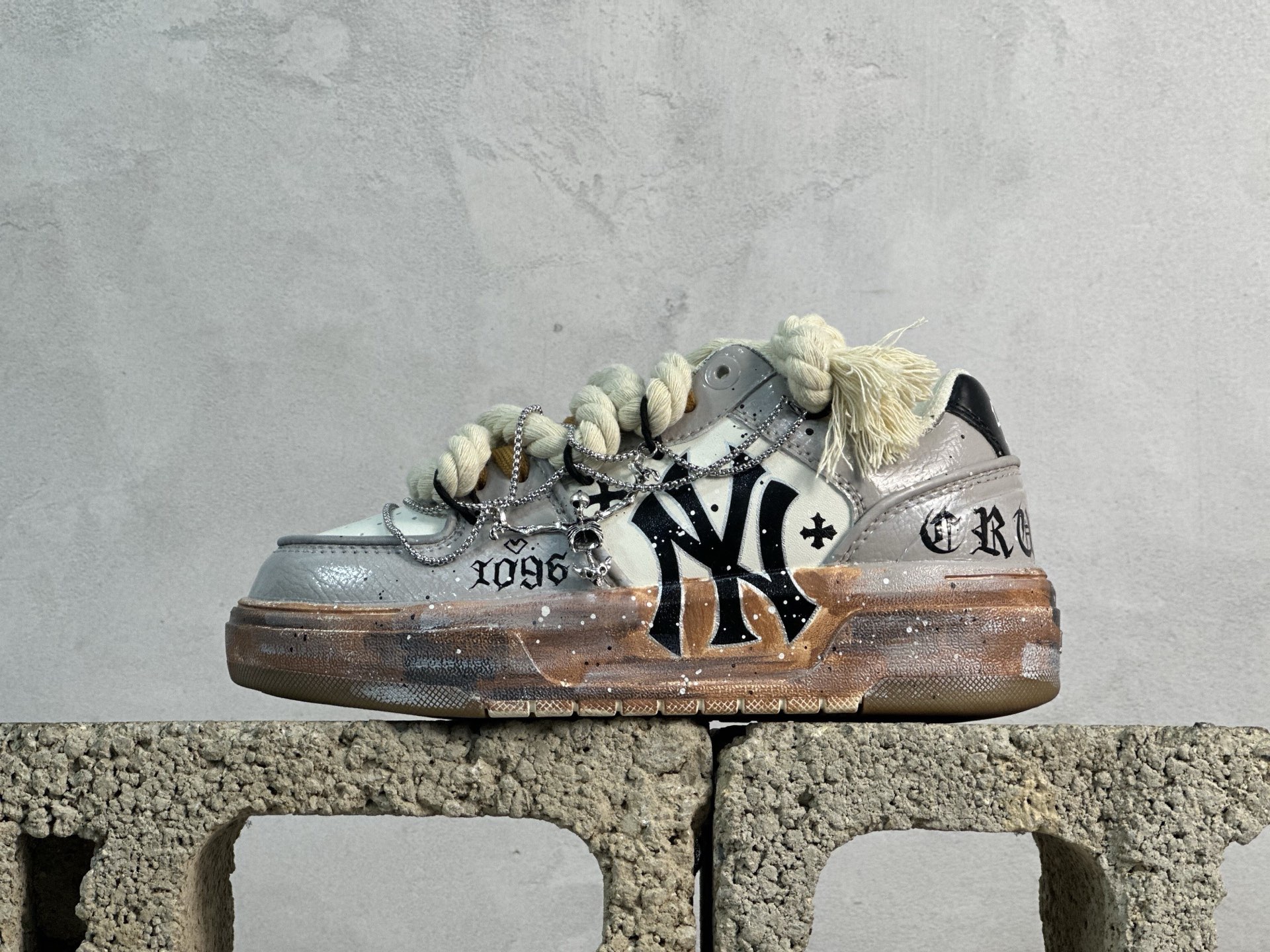 MLB NY 印花網紅學長老爹鞋 定制塗鴉惡作劇