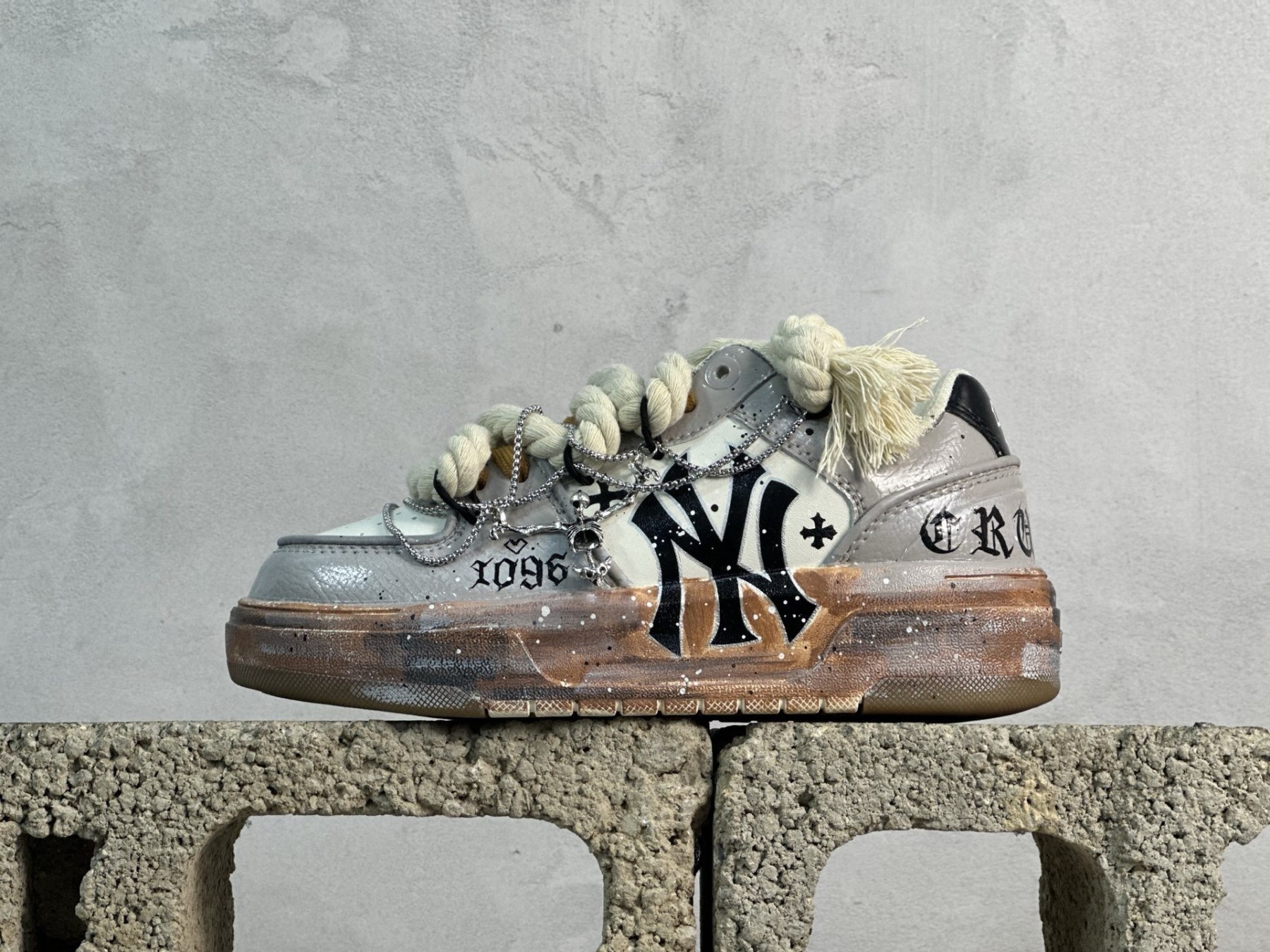 MLB NY 印花網紅學長老爹鞋 定制塗鴉惡作劇