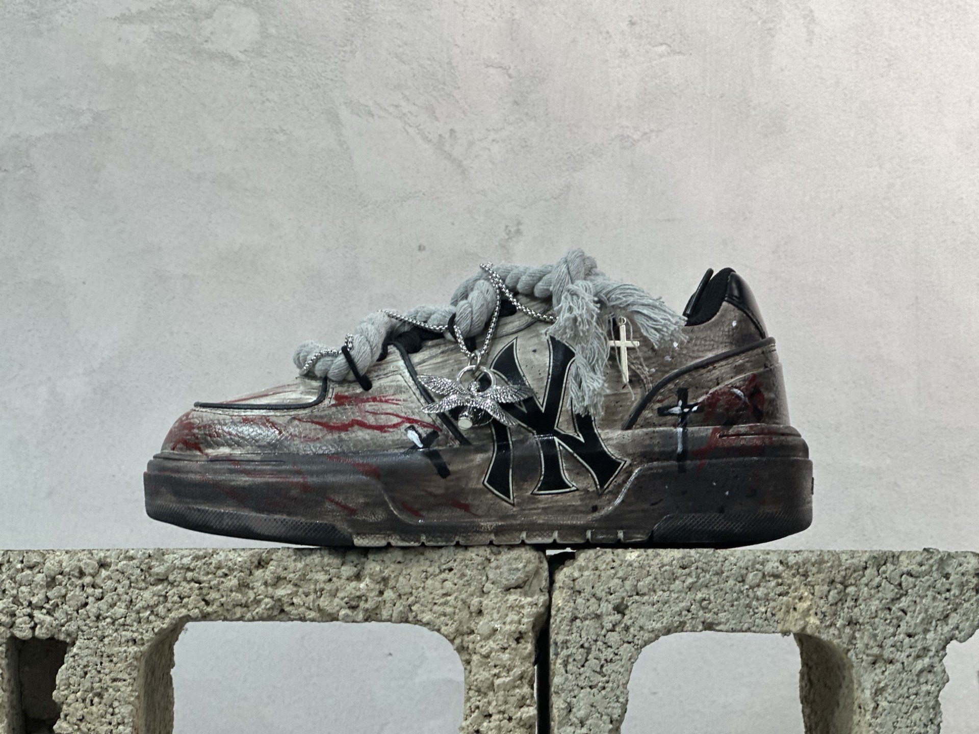 MLB NY 印花網紅學長老爹鞋 定制塗鴉惡作劇