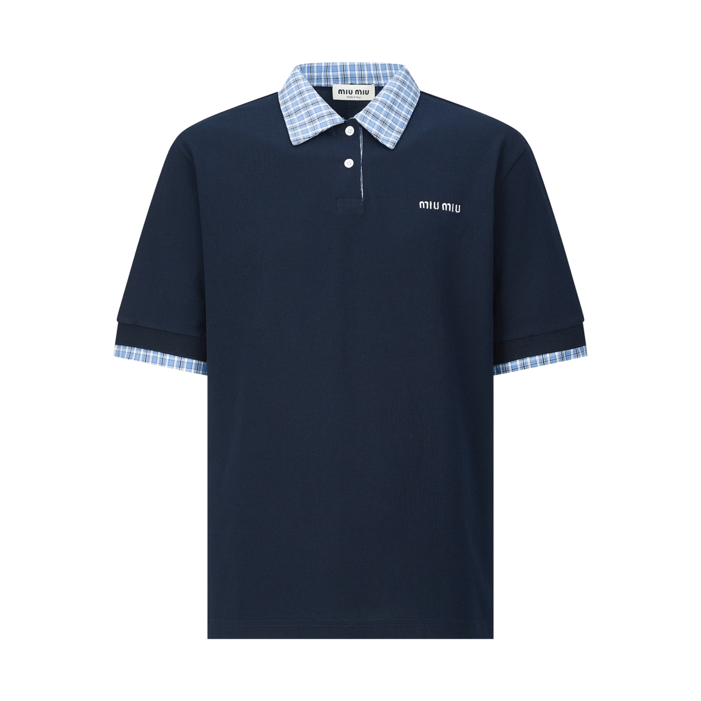 MiuMiu 格子襯衫領刺繡POLO