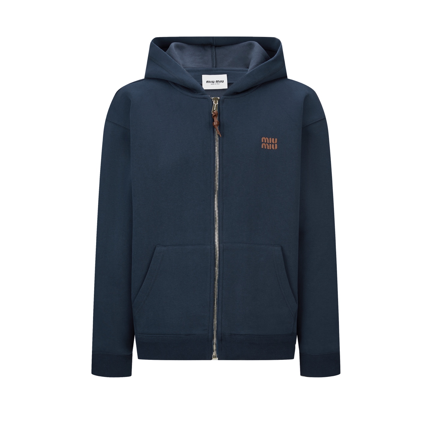MiuMiu 小皮標刺繡拉鍊帽衫外套