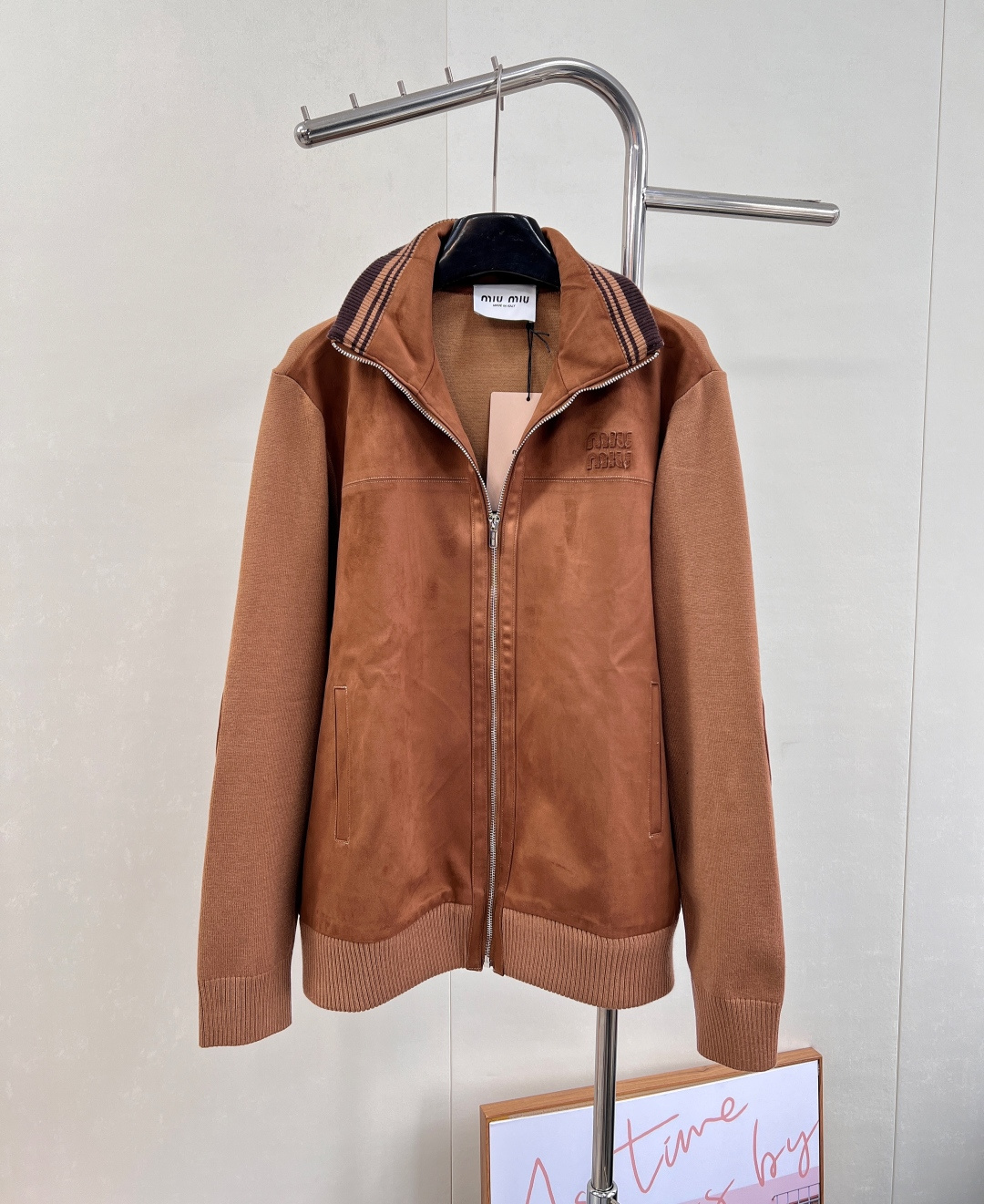 miumiu早秋新款麂皮拉鍊夾克