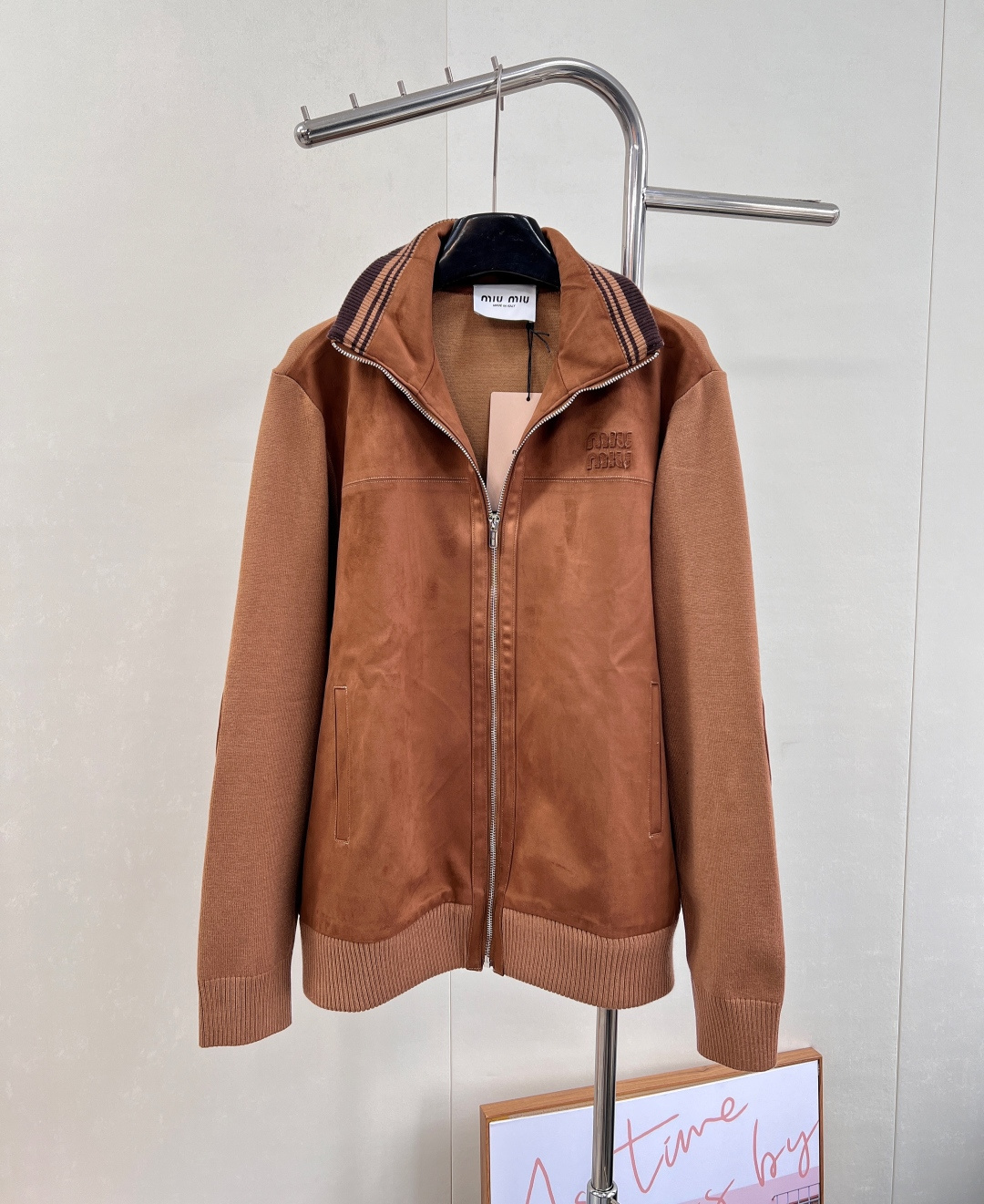 miumiu早秋新款麂皮拉鍊夾克