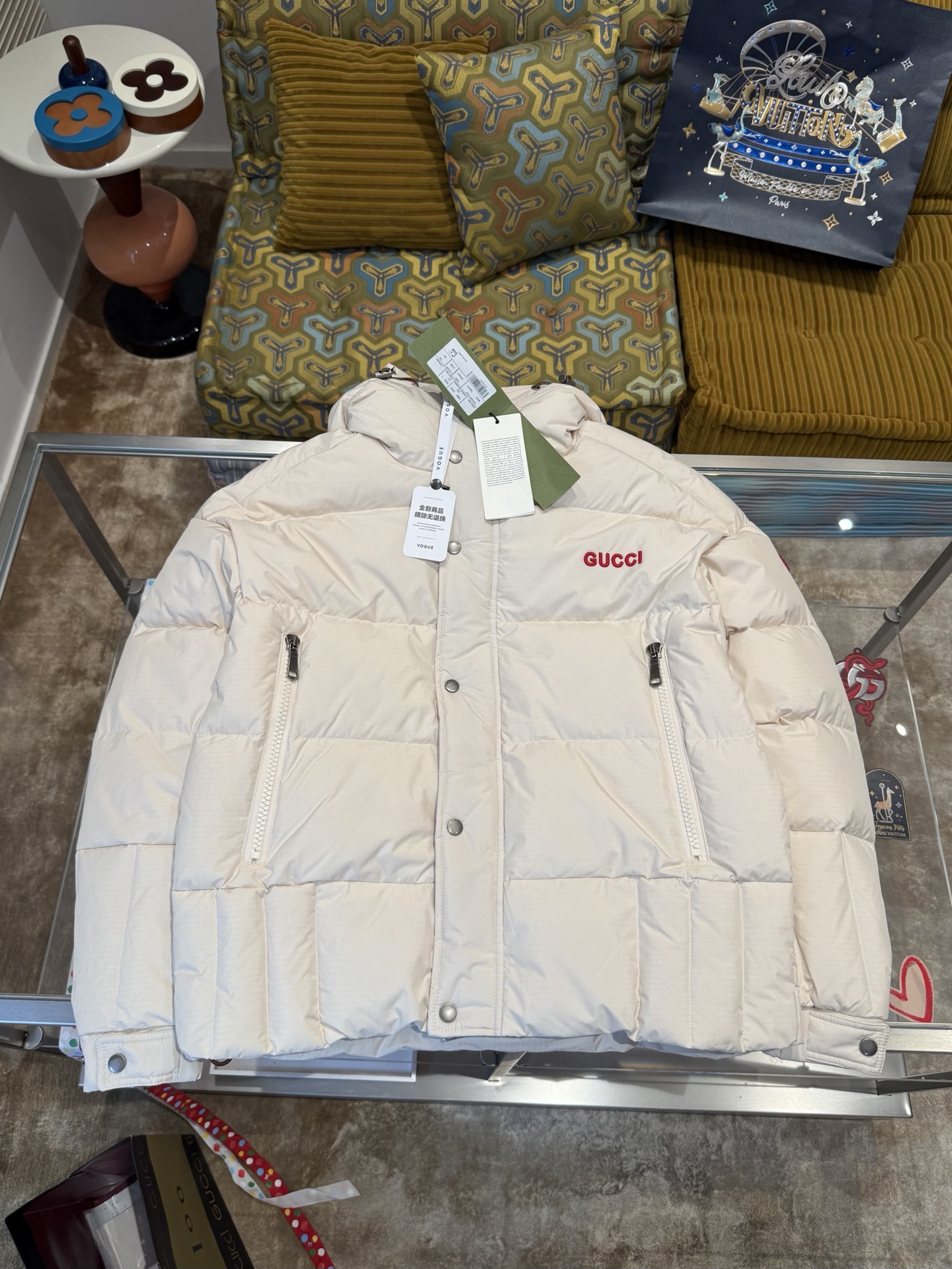 GUCCI 刺繡連帽羽絨服