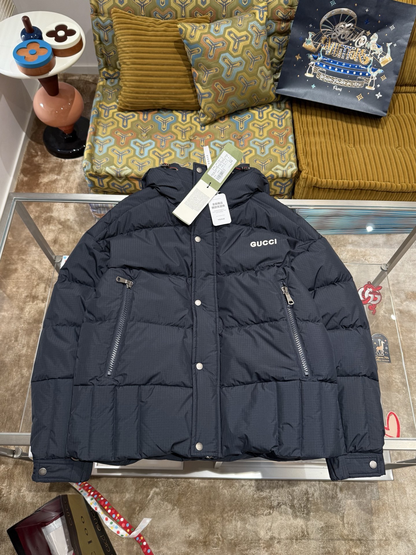 GUCCI 刺繡連帽羽絨服