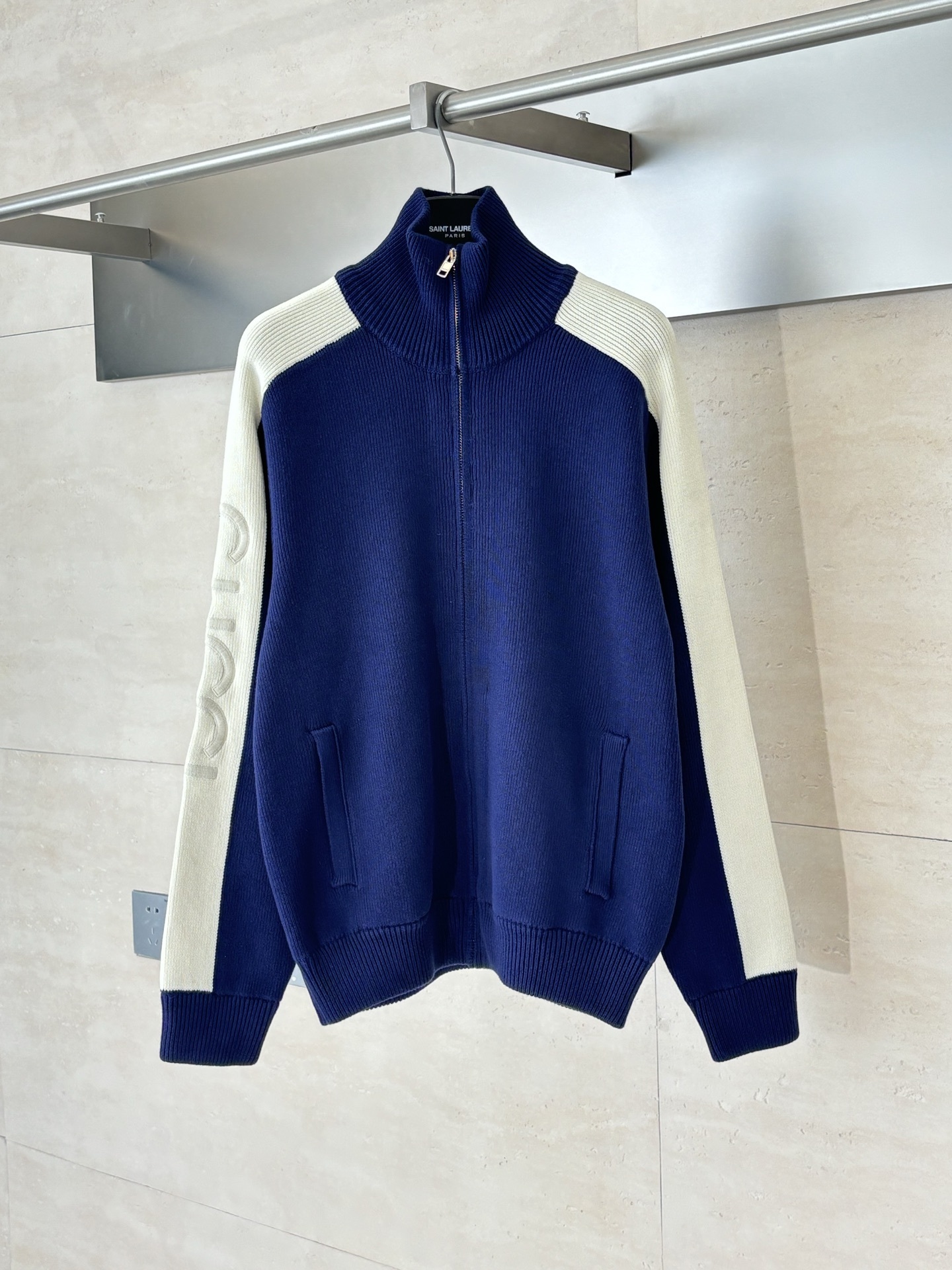 Gucci*/古馳 25Fw 刺繡拼接毛織拉鍊外套