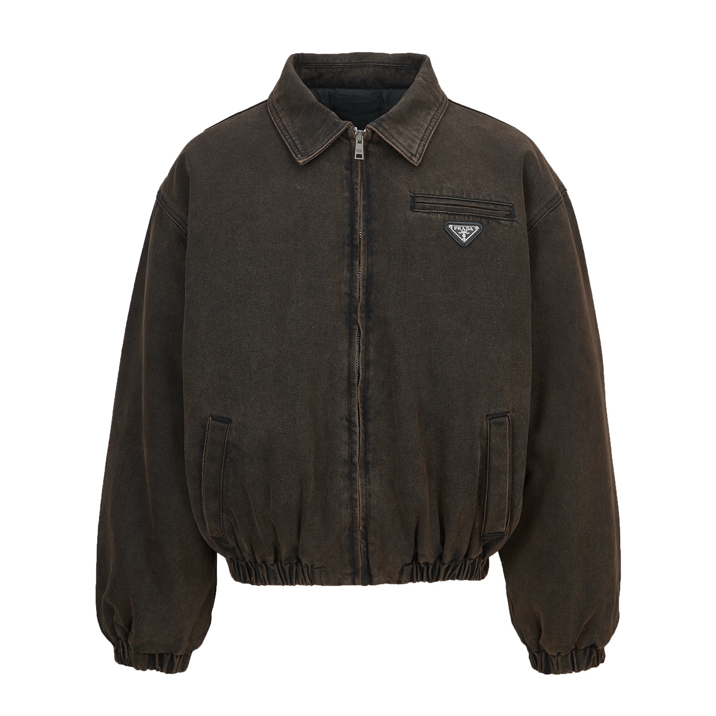 PRADA 牛仔洗水拉鍊棉服外套