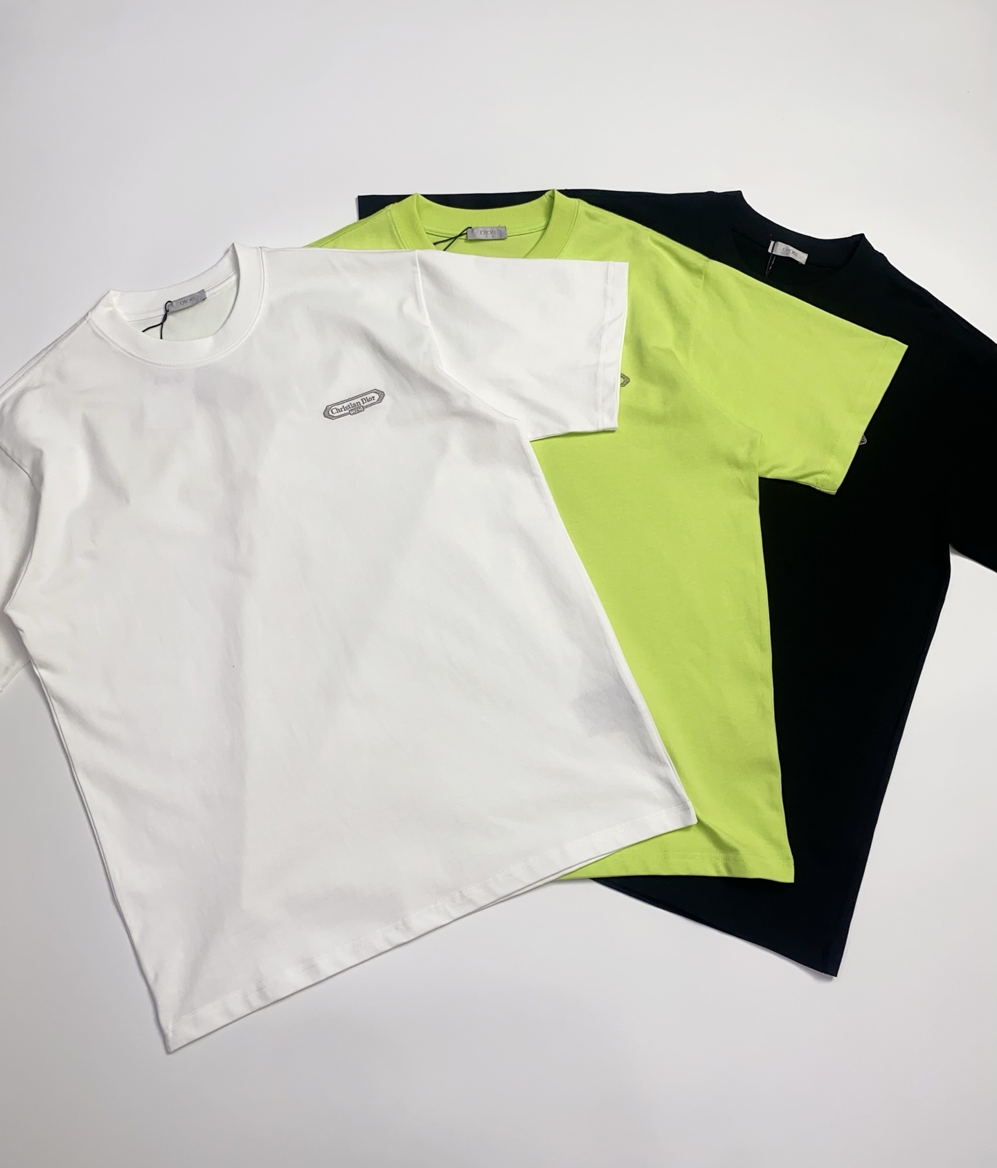 Dior/迪奧 刺繡字母條形徽標圓領短袖T恤