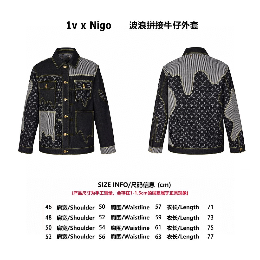 1v x nigo 22ss 波浪拼接牛仔外套