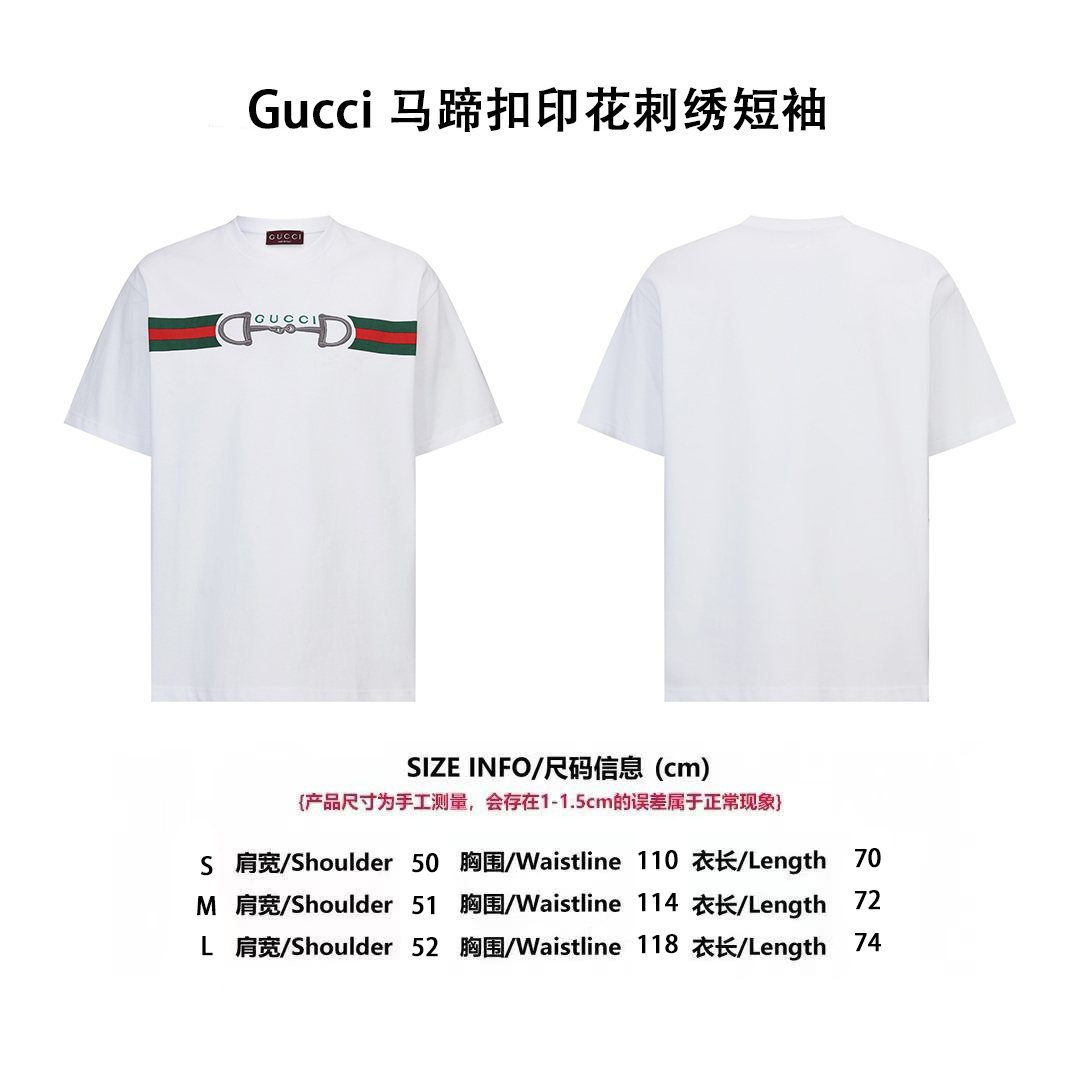 Gucci印花刺繡標識短袖