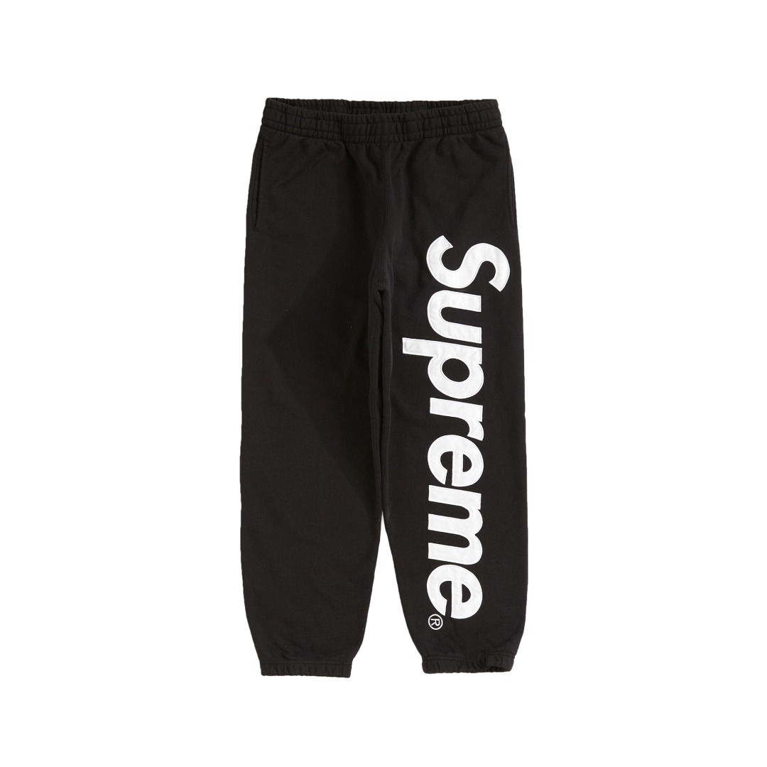 Supreme 22FW Satin Applique Sweatpant 貼布刺繡大logo加絨衛褲