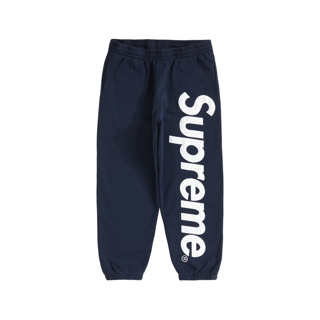 Supreme 22FW Satin Applique Sweatpant 貼布刺繡大logo加絨衛褲