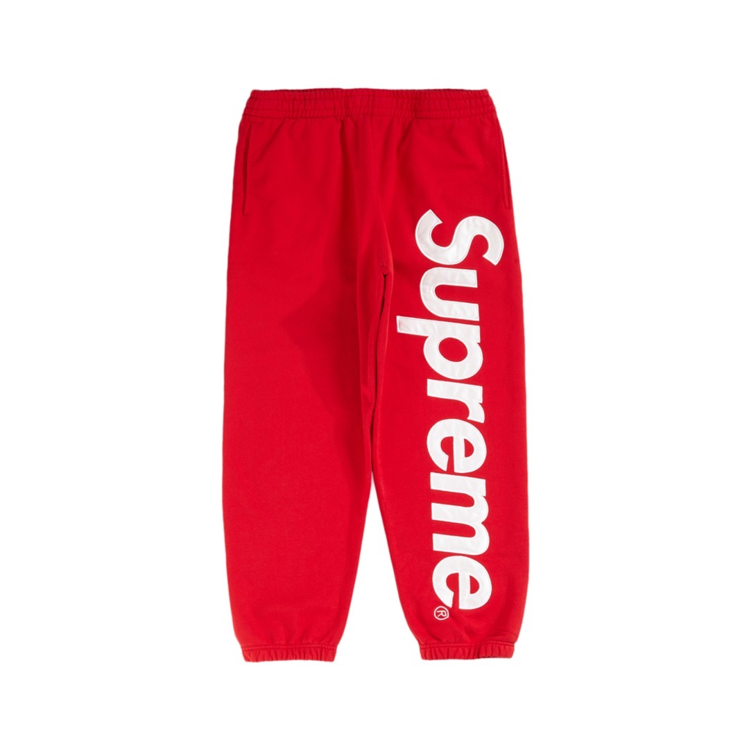 Supreme 22FW Satin Applique Sweatpant 貼布刺繡大logo加絨衛褲