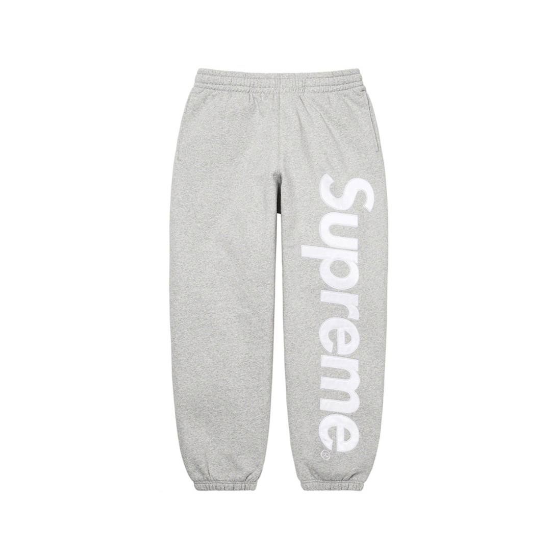 Supreme 22FW Satin Applique Sweatpant 貼布刺繡大logo加絨衛褲