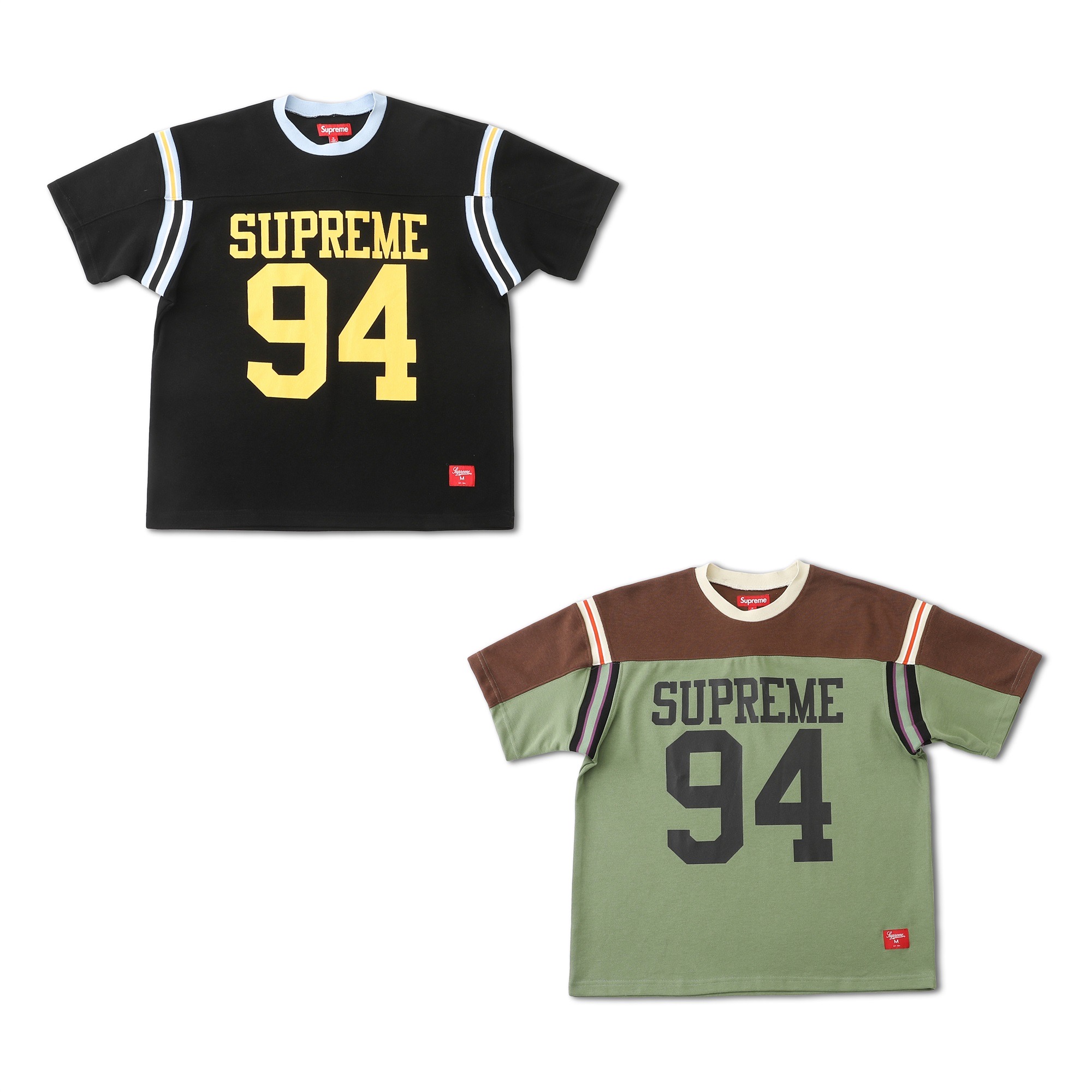 Supreme SS25 WEEK8 Split S/S Football Top 拼接圖案羅紋圓領短袖美式潮流足球衣 