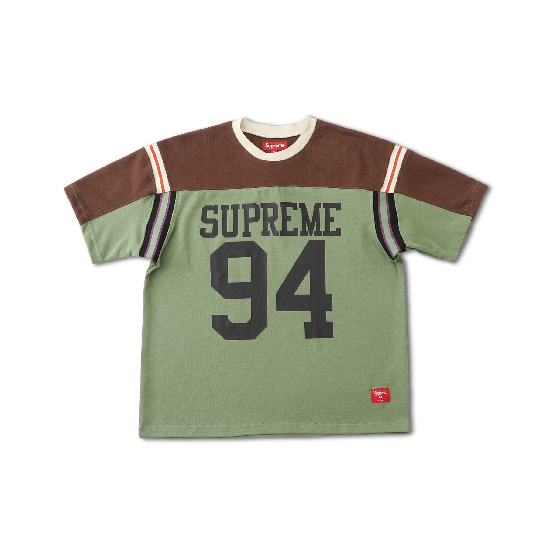 Supreme SS25 WEEK8 Split S/S Football Top 拼接圖案羅紋圓領短袖美式潮流足球衣 