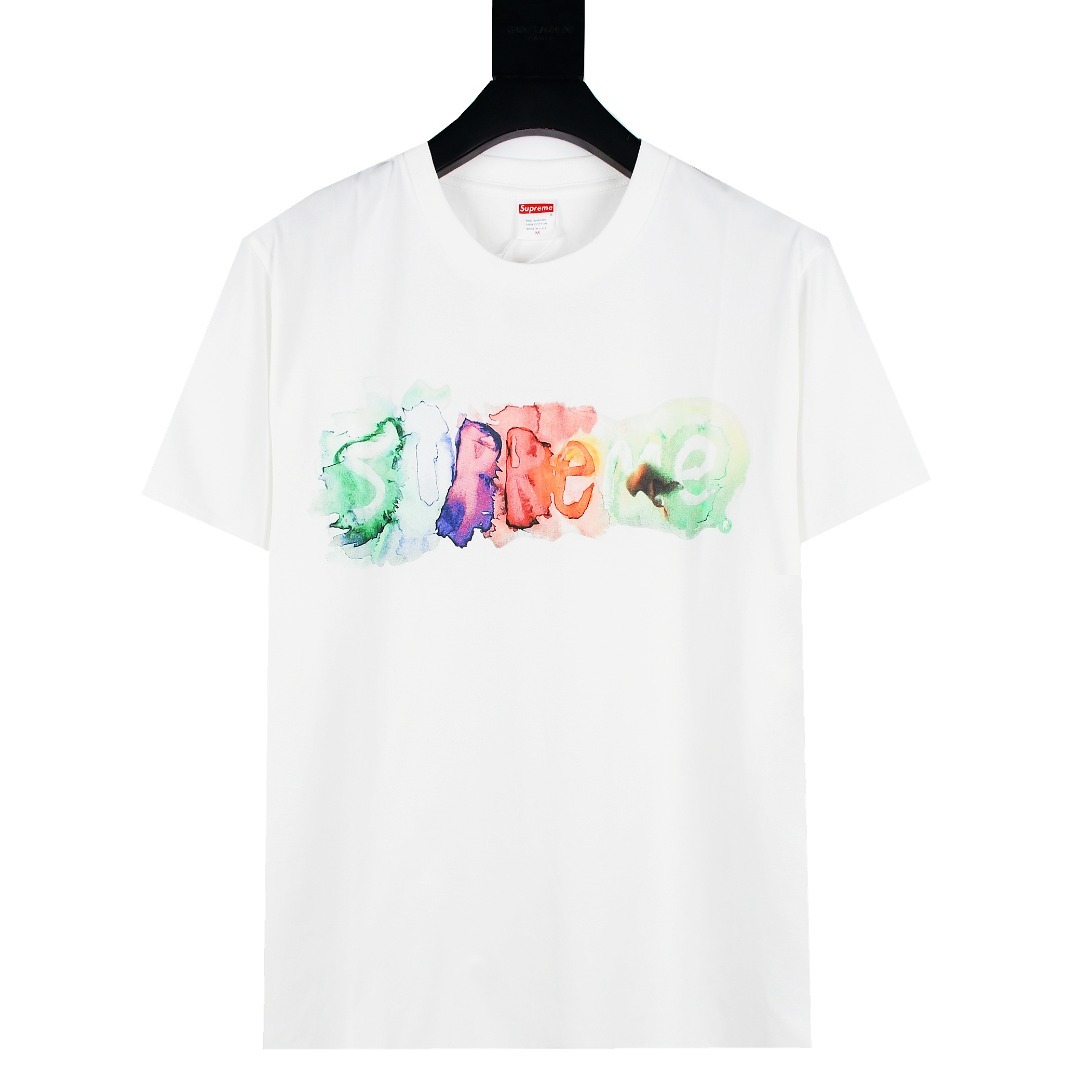 Supreme 23SS WATERCOLOR TEE 水墨彩色字母印花短袖T恤