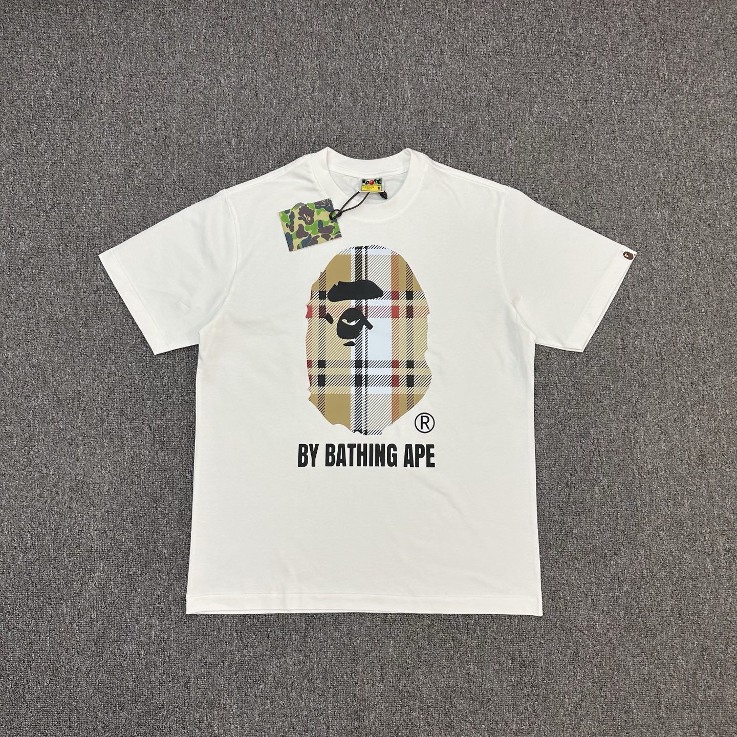 P89 XX365A BATHING Bape SS23 猿人格子條紋印花圓領短袖