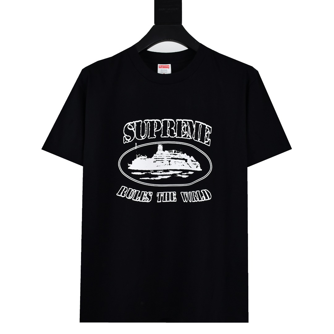 Supreme x Corteiz惡魔島聯名款 FW23 RULE THE WORLD 惡魔島印花短袖T恤