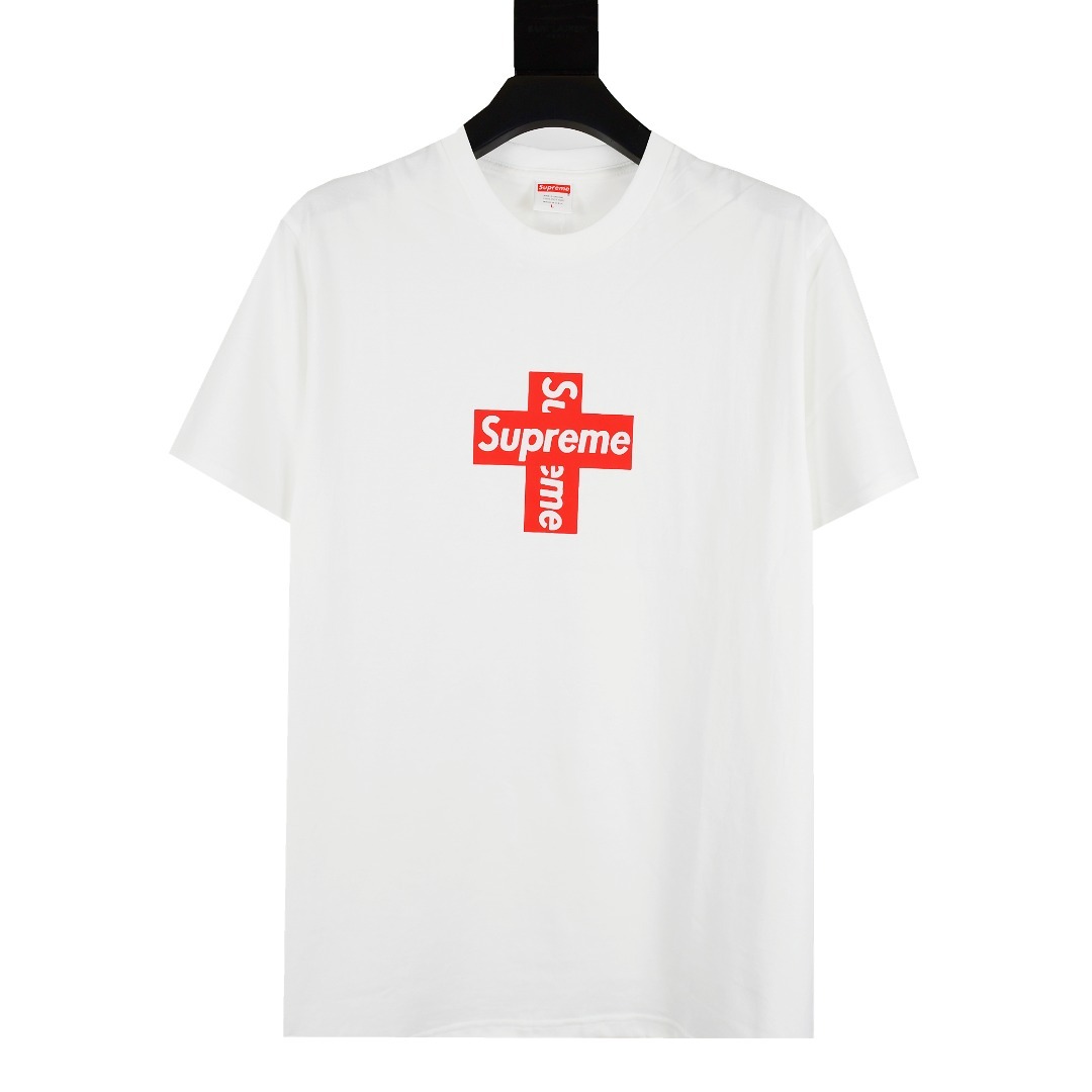 Supreme CROSS BOX LOGO 經典字母十字架交叉短袖T恤