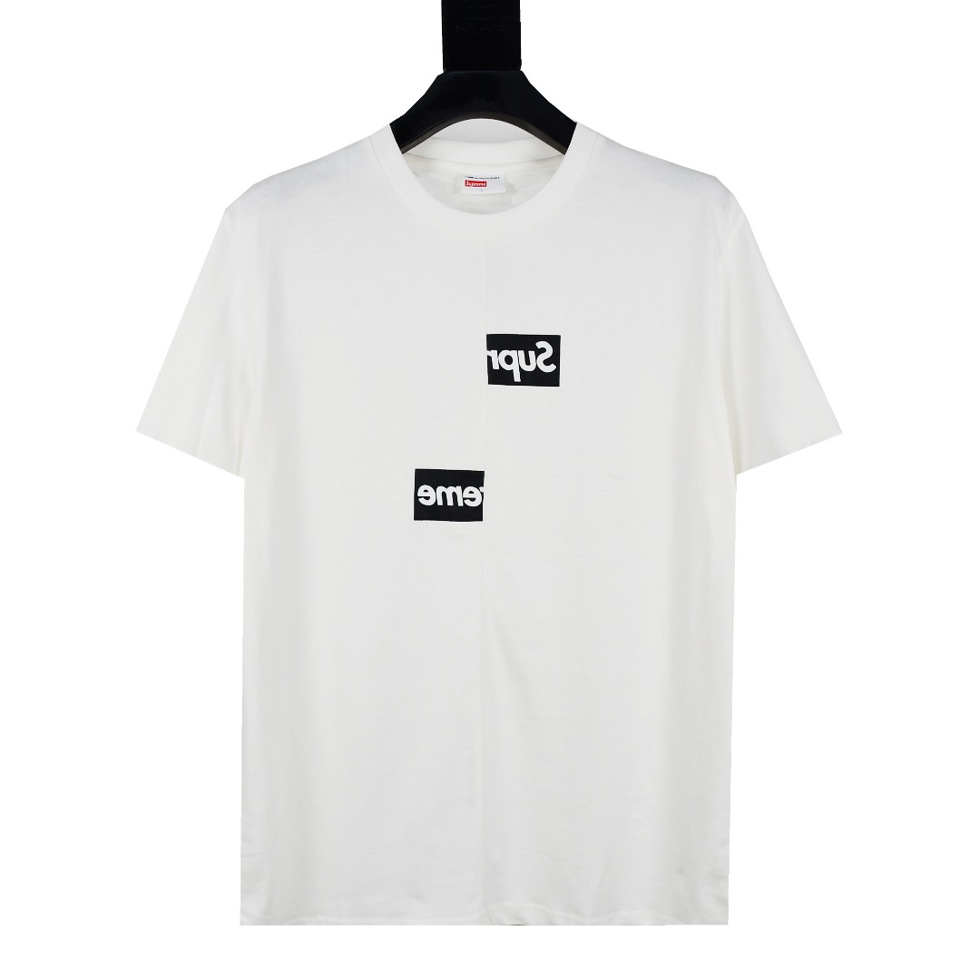 Supreme x CDG 聯名限定Split Box Logo 錯位拆解拼接短袖T恤