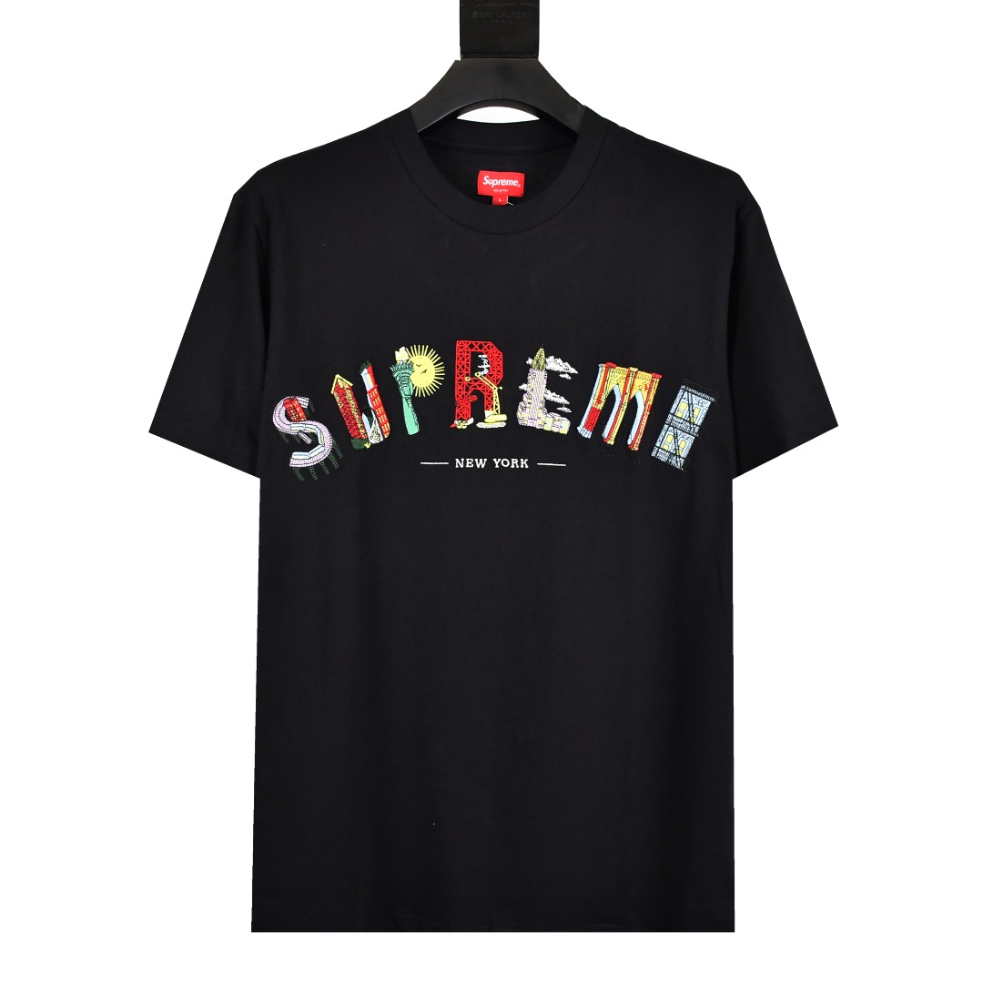Supreme 19SS City Arc Tee 城市建築刺繡logo弧形彩虹短袖T恤