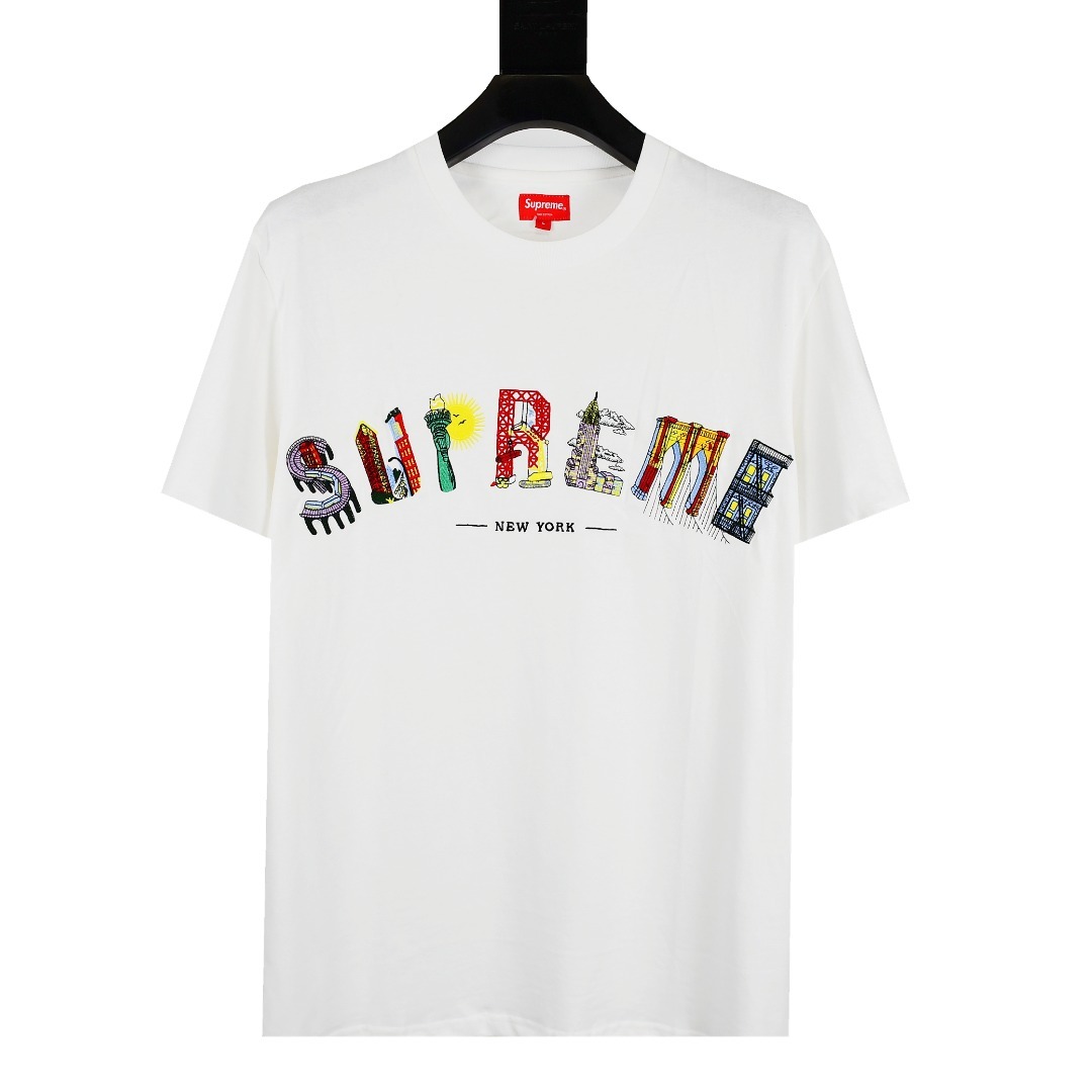 Supreme 19SS City Arc Tee 城市建築刺繡logo弧形彩虹短袖T恤