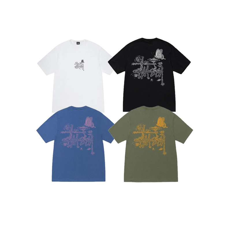 STUSSY斯圖西 SS26 蝴蝶印花短袖T恤男女同款