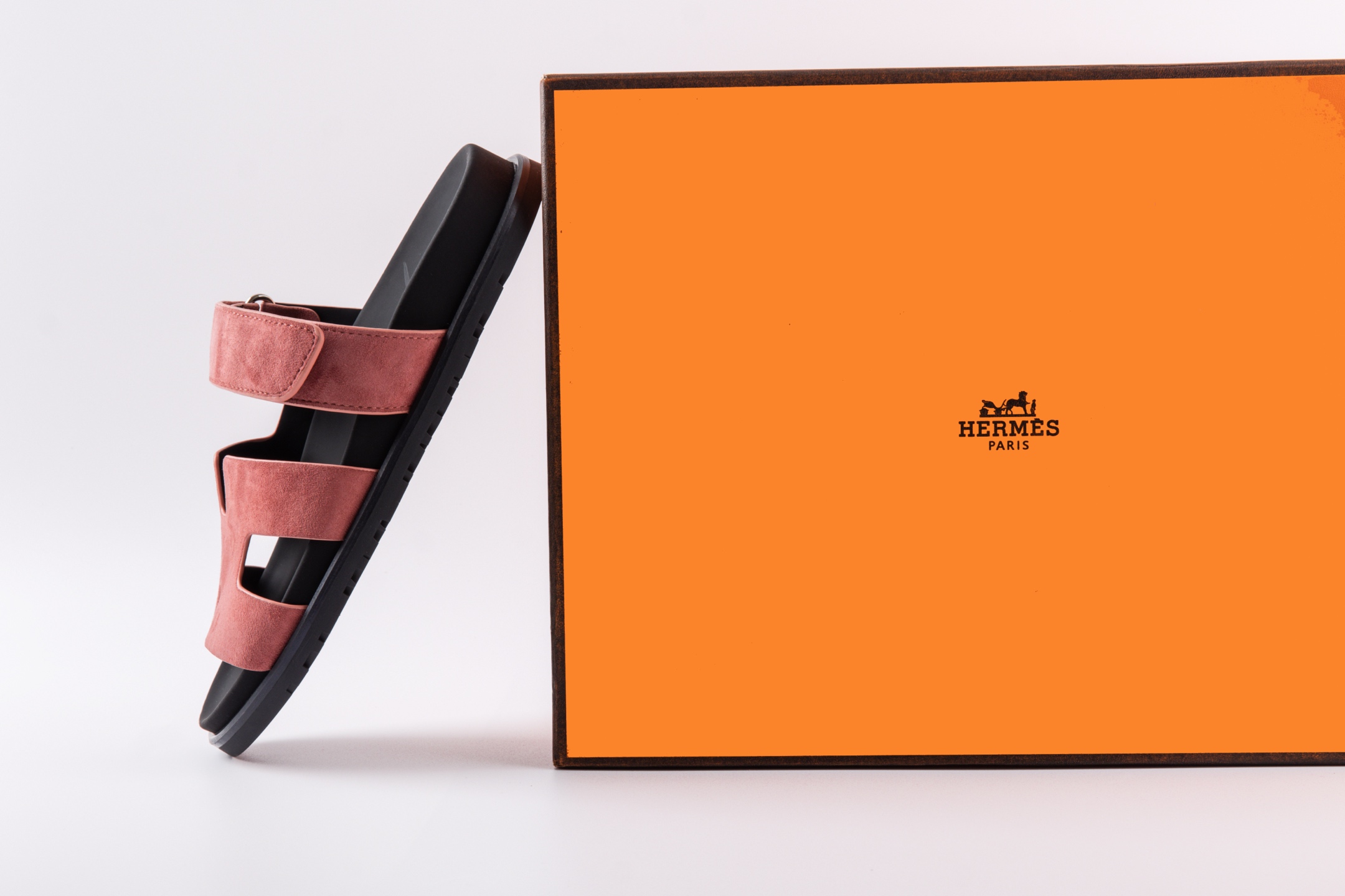 Hermes愛馬仕lzmir 二舅拖鞋H拖 橘色絨