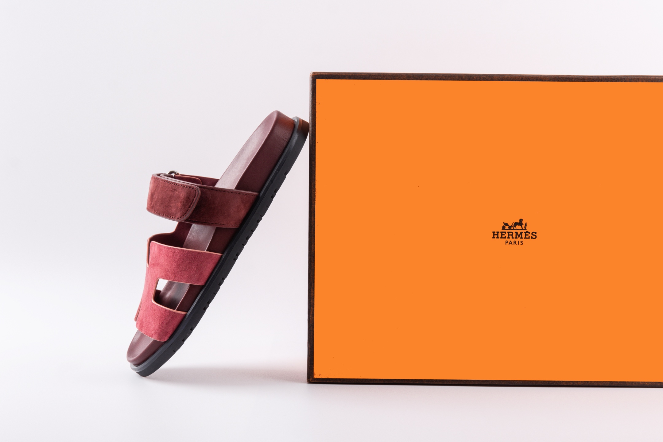 Hermes愛馬仕lzmir 二舅拖鞋H拖 酒紅色
