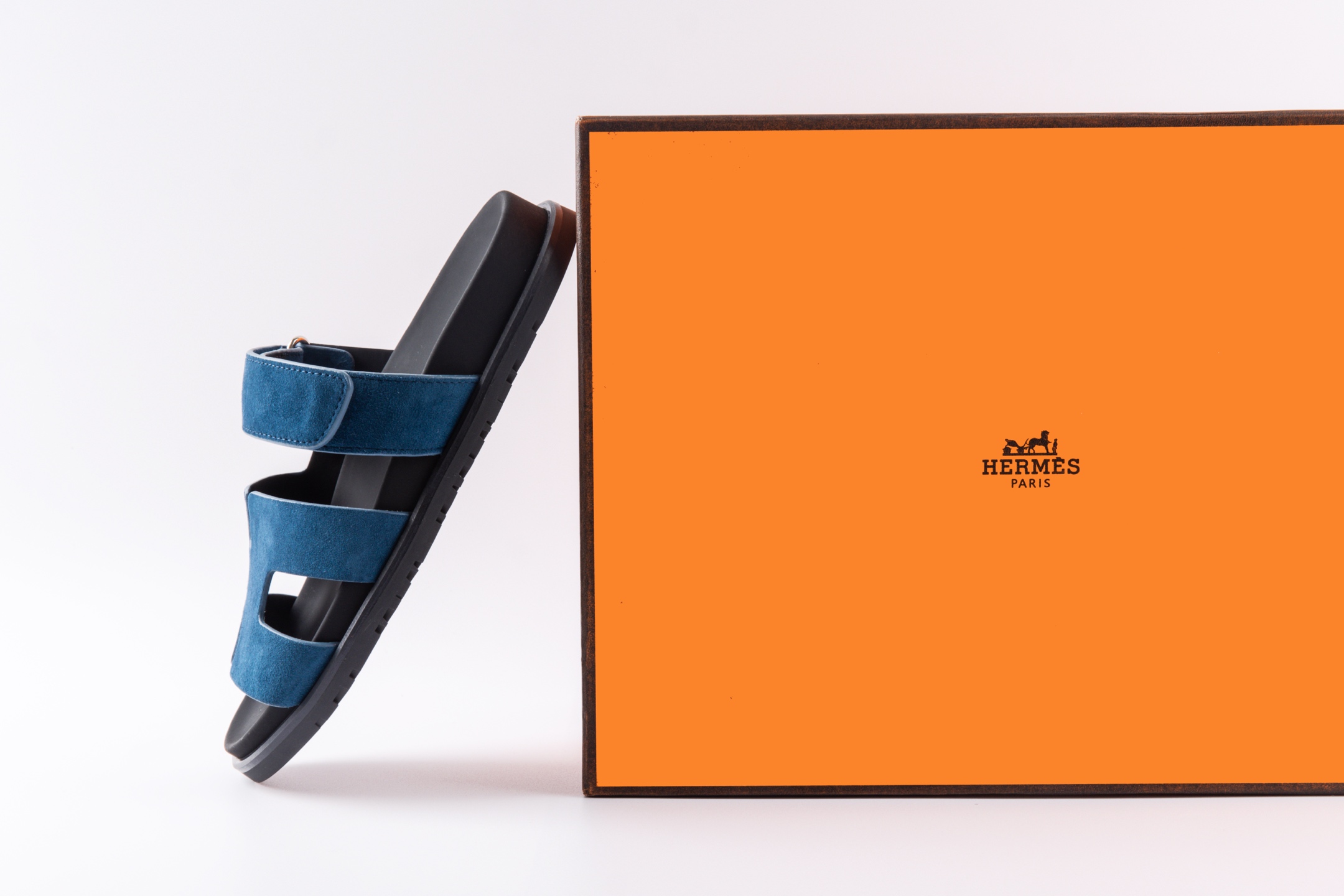 Hermes愛馬仕lzmir 二舅拖鞋H拖 青藍