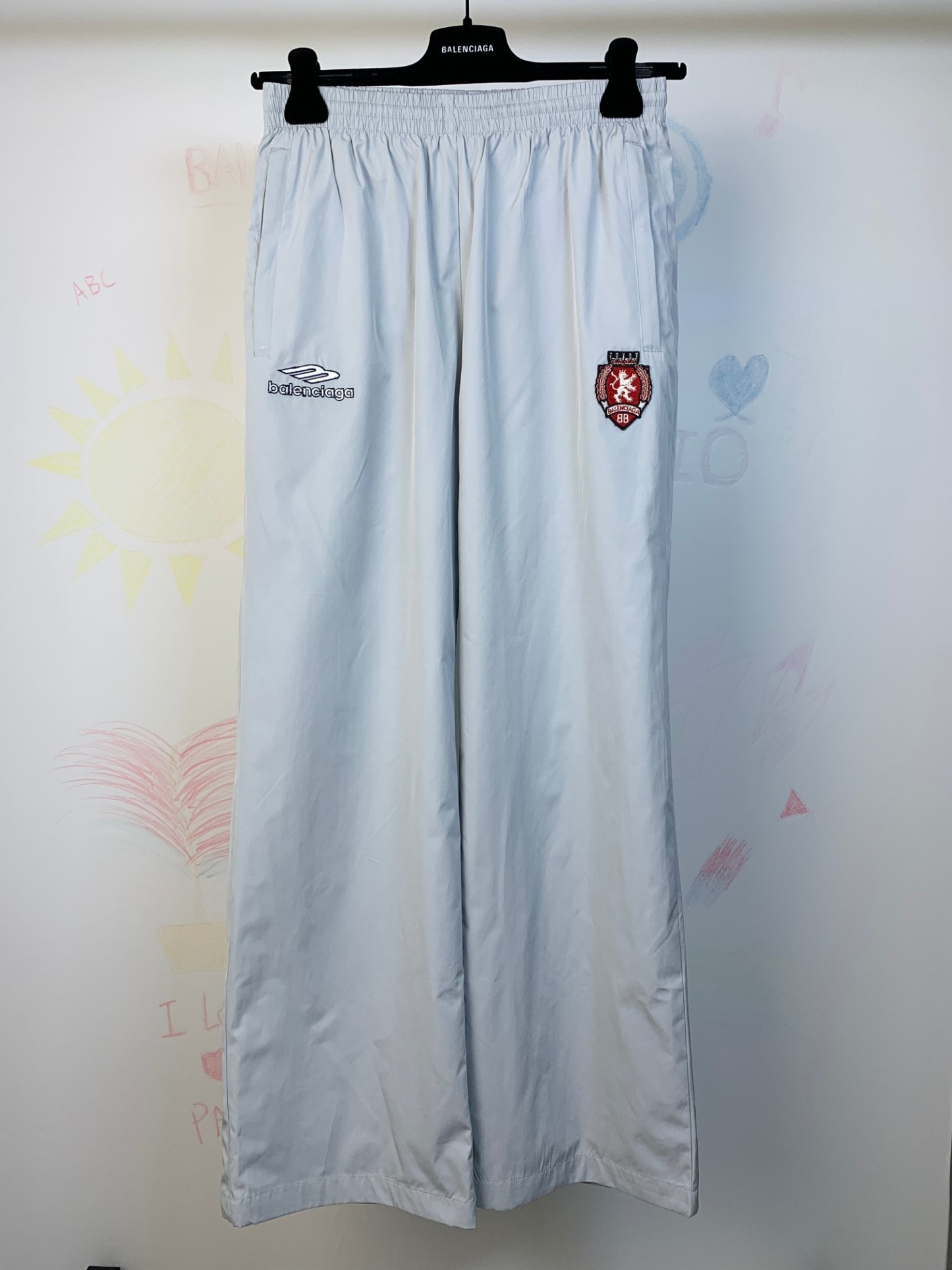 BLCG 26SS 3B刺繡足球梭織淺灰藍速乾長褲