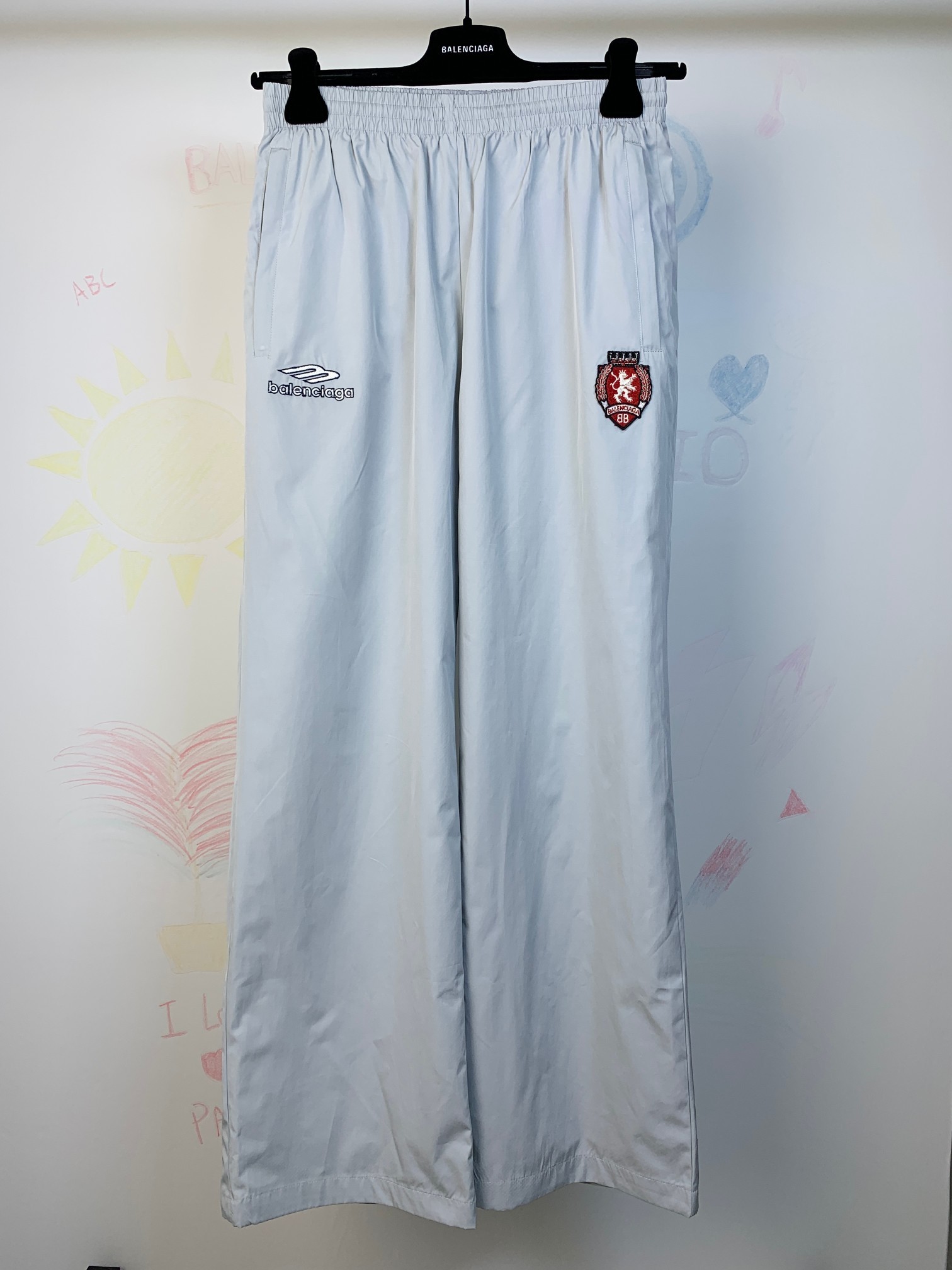 BLCG 26SS 3B刺繡足球梭織淺灰藍速乾長褲