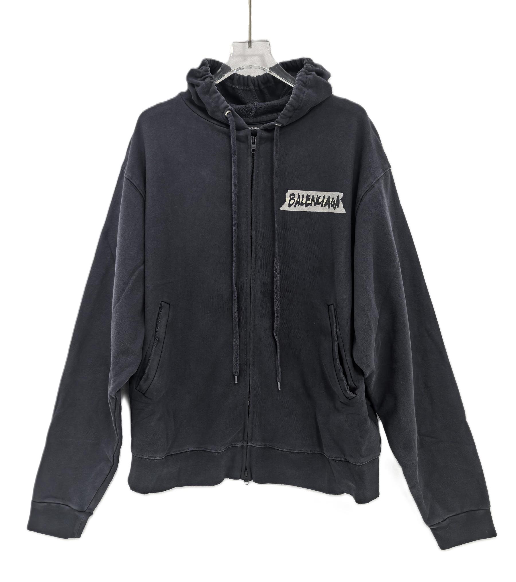 BLCG 廓形膠漿印花拉鍊連帽衛衣