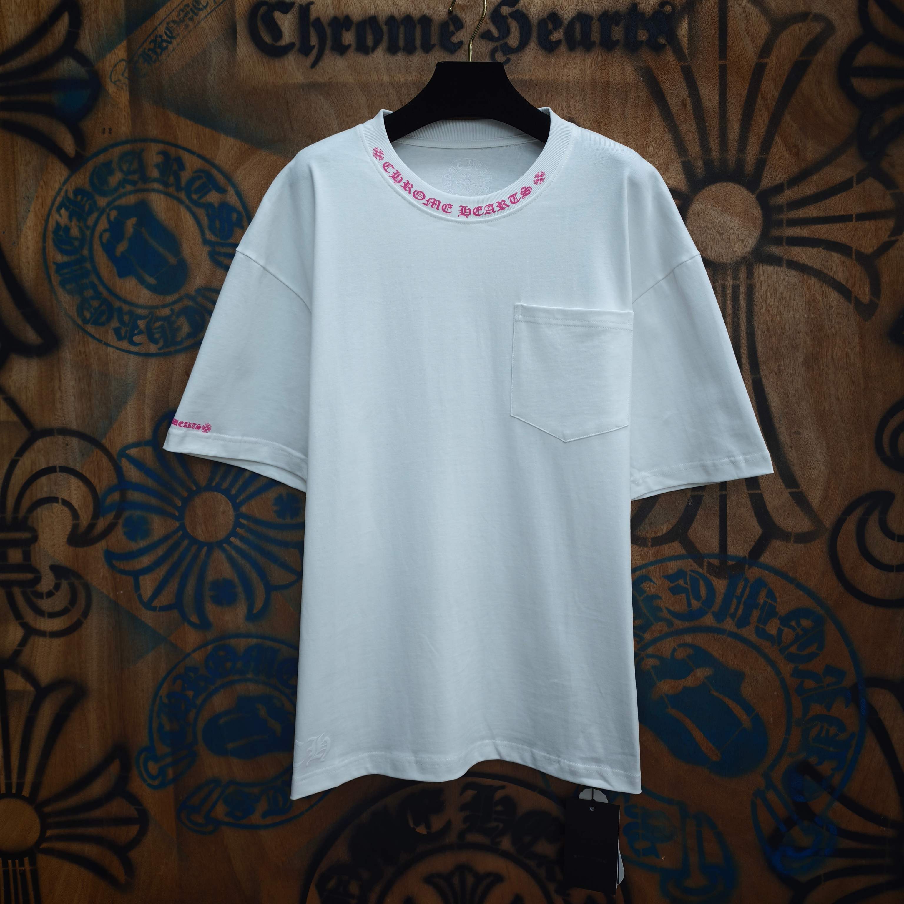 Chrome Hearts 克罗心重工白色镀银立体印花黑色立体绣花长袖 黑/白