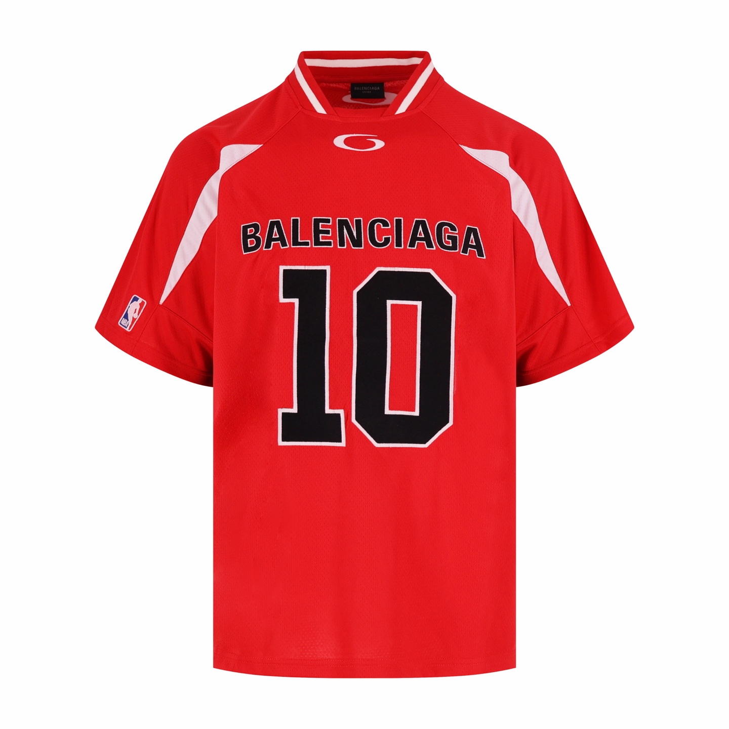 Balenciaga巴黎世家NBA联名系列廓形拼色短袖T恤  黑/紅