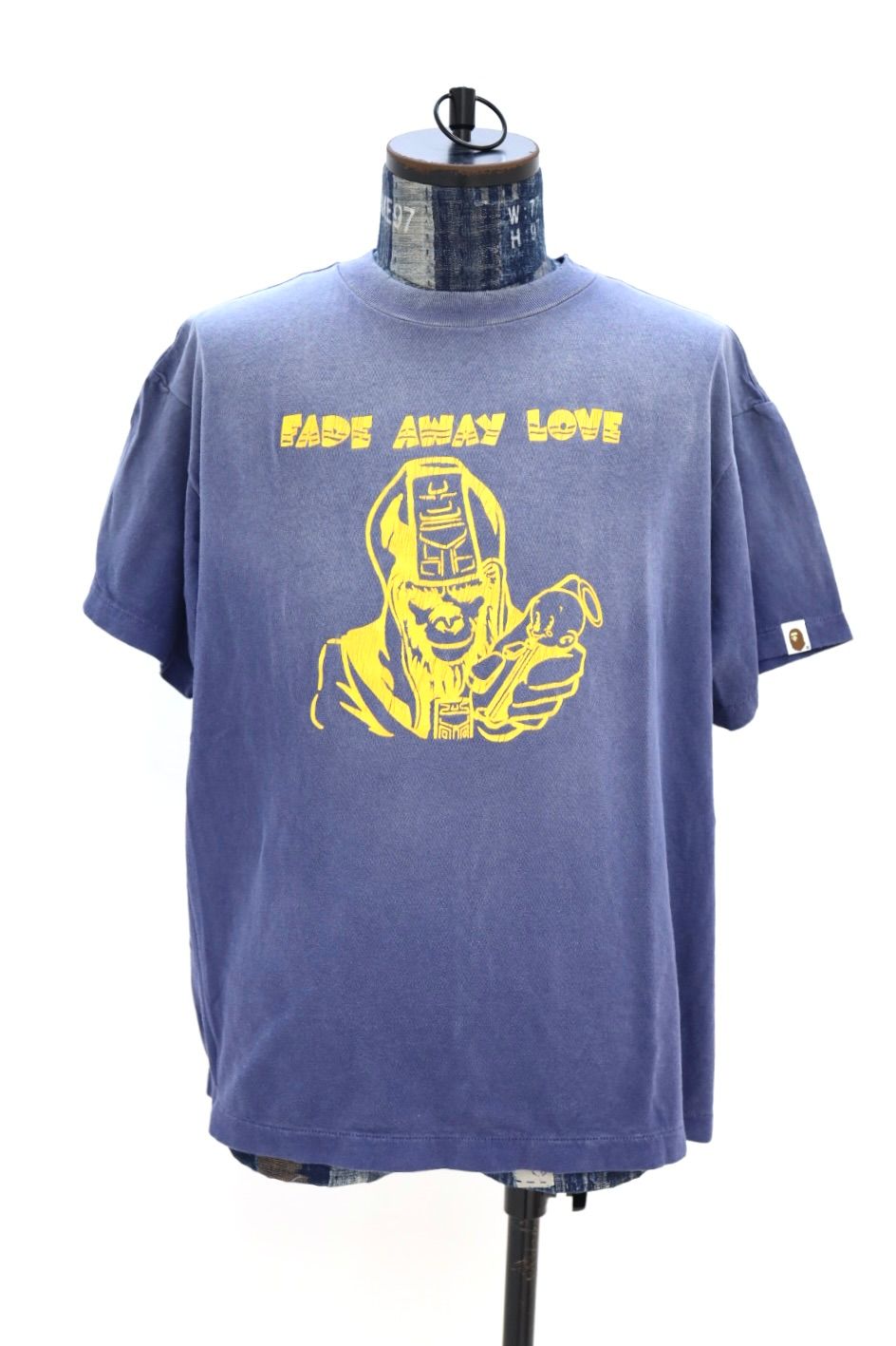 SAINT Mxxxxxx x BAPE SS T-SHIRT/FADE AWAY LV/NAVYBAPE猿人恶魔小天使洗水做旧短袖