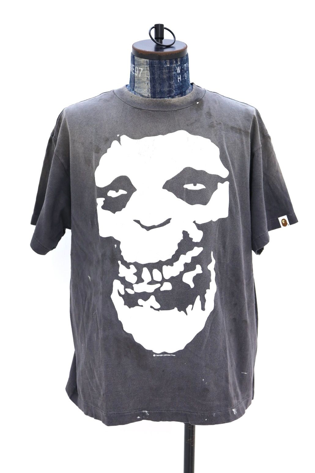 SAINT M×××××× x BAPE_SS TEE/ALWAYS LOVE/BLK BAPE联名款 猿人头ALWAYS LOVE标语洗水TEE 洗水黑