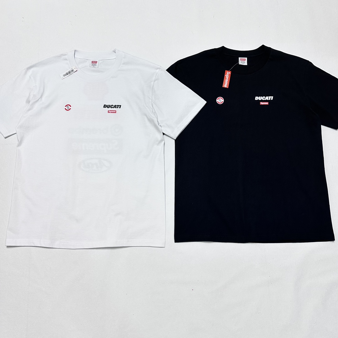SUPREME X DUCATI SS24 联名款 LOGO TEE 杜卡迪微标T恤 黑白 